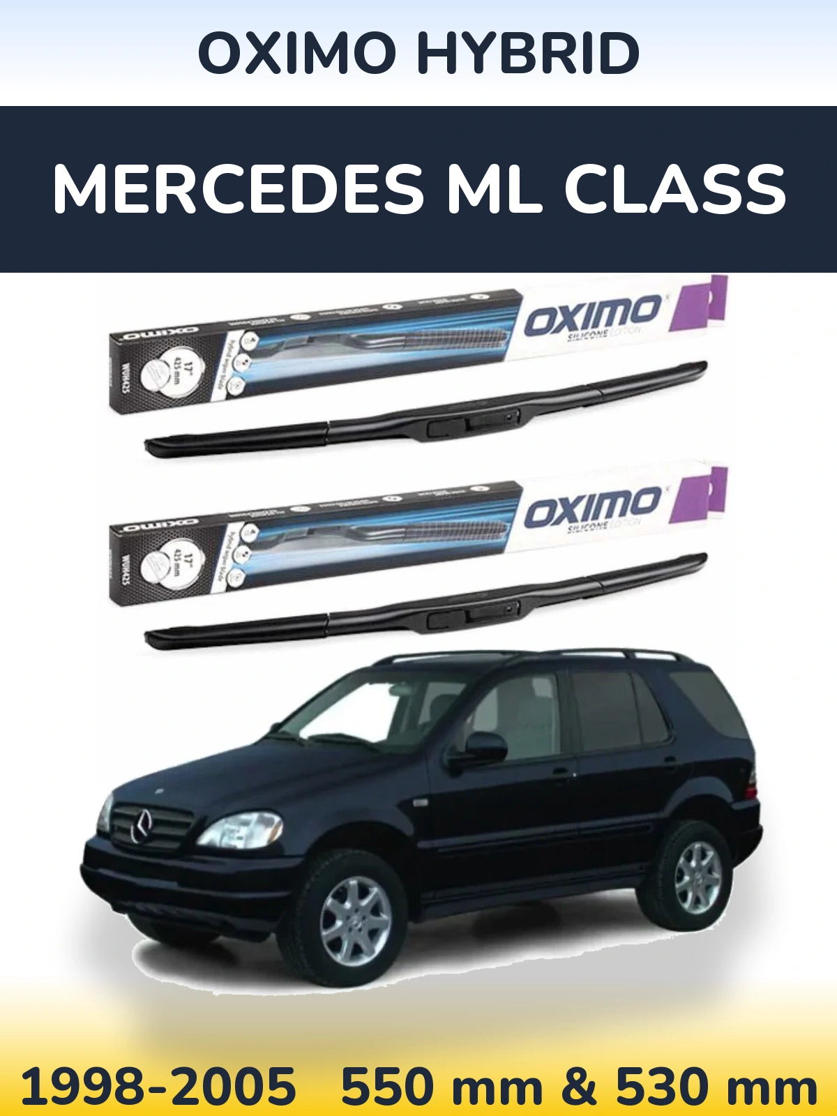 Комплект передних дворников Oximo Hybrid 550 & 530 мм для Mercedes ML Class 1998-2005