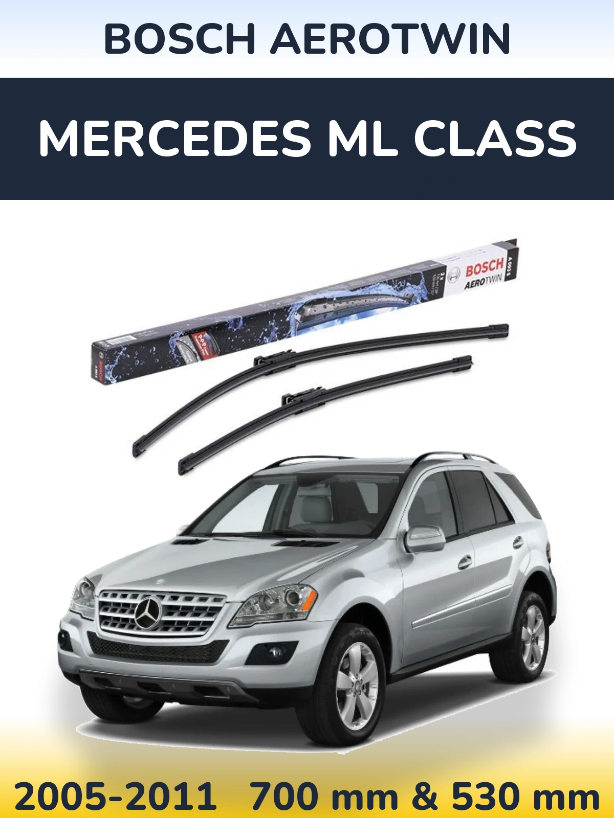 Komplet przednich wycieraczek BOSCH AeroTwin 700 & 530 mm do Mercedes Klasa ML 2005-2011