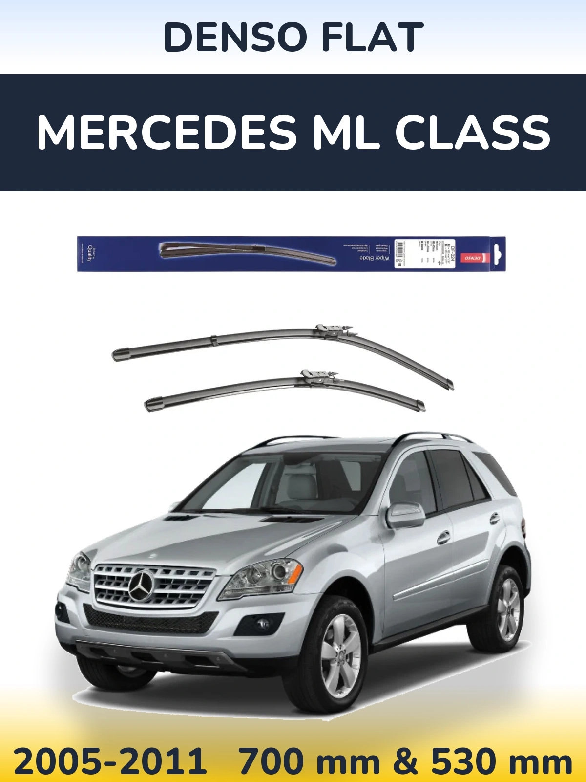 Komplet przednich wycieraczek Denso Flat 700 & 530 mm do Mercedes Klasa ML 2005-2011