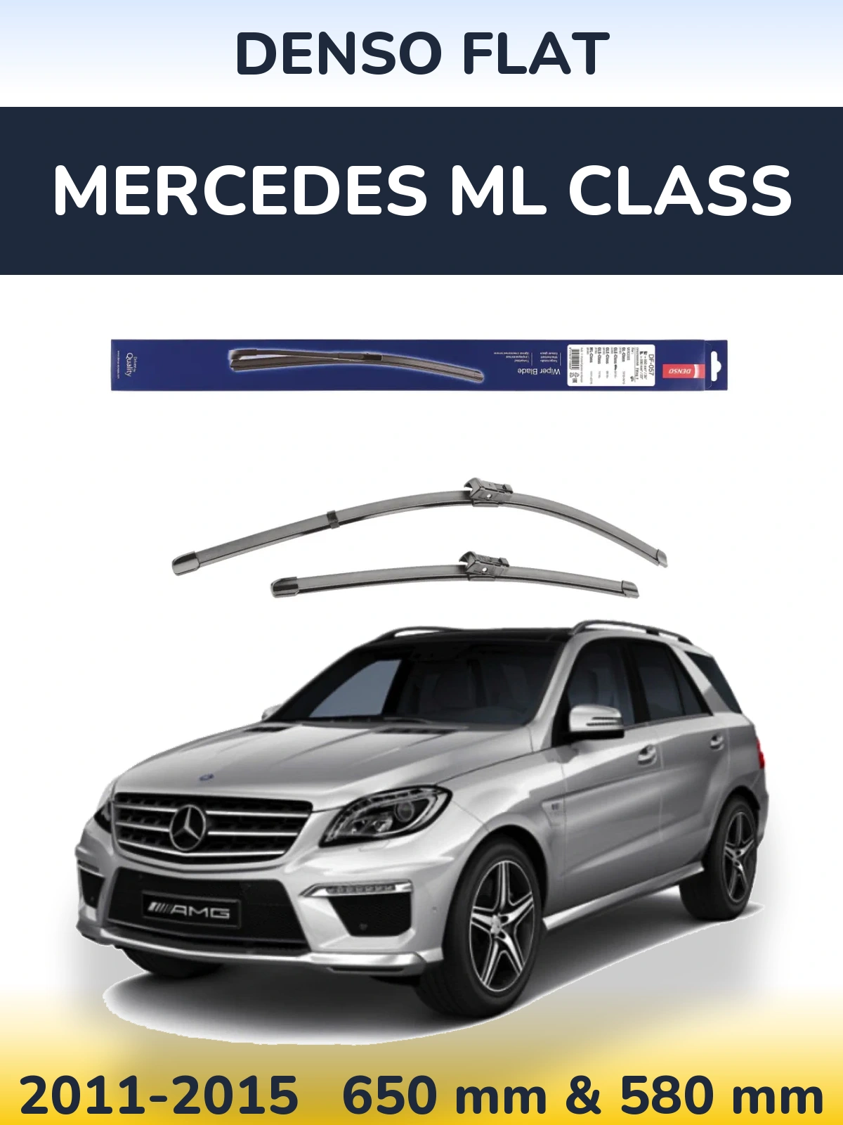 Комплект передних дворников Denso Flat 650 & 580 мм для Mercedes ML Class 2011-2015