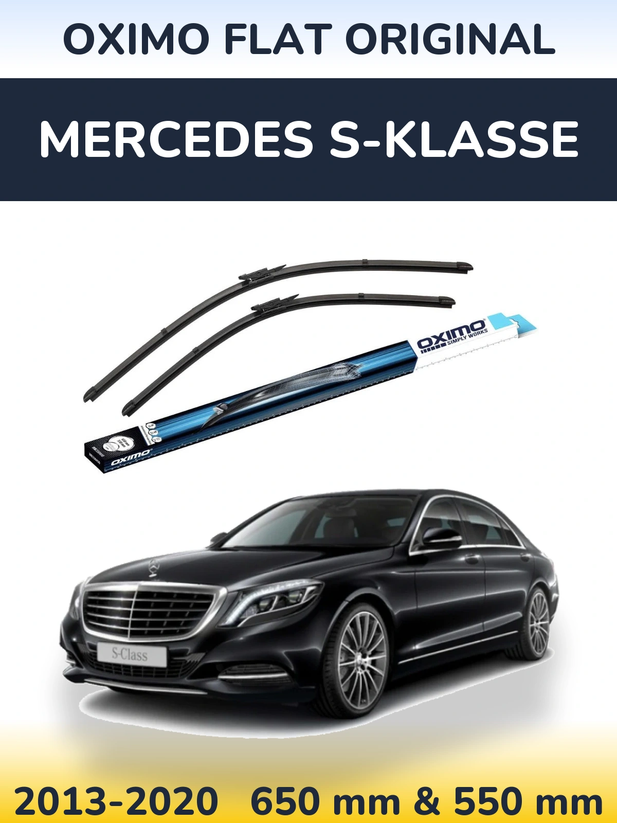 Front wiper blade set Oximo Flat Original 650 & 550 mm for Mercedes S-Klasse 2013-2020