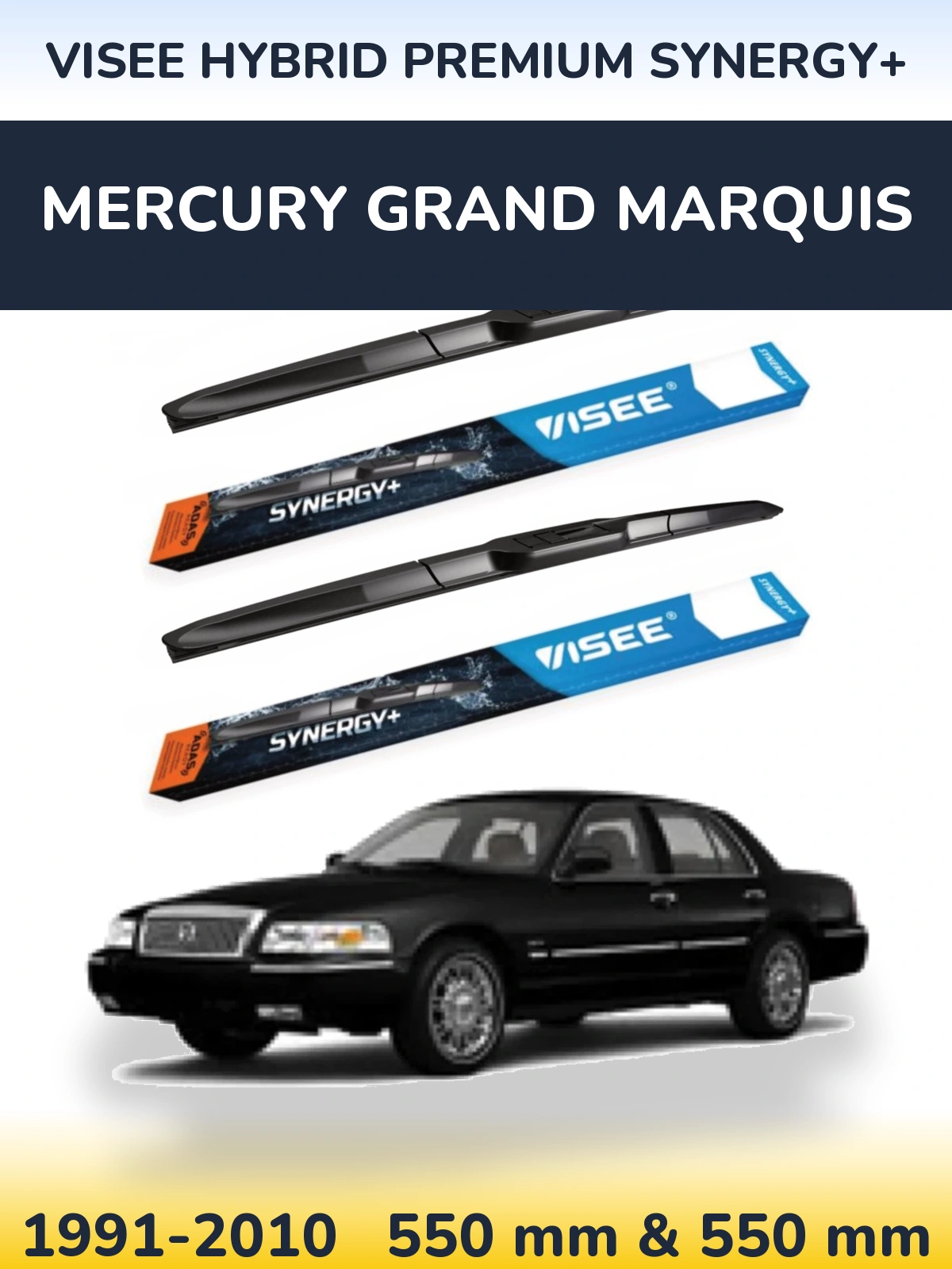 Комплект передних дворников VISEE HYBRID PREMIUM SYNERGY+ 550 & 550 мм для Mercury Grand Marquis 1991-2010