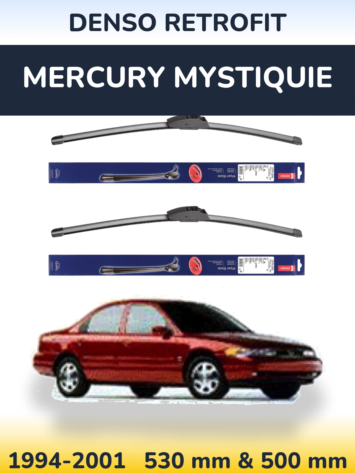Комплект передних дворников Denso Retrofit 530 & 500 мм для Mercury Mystiquie 1994-2001