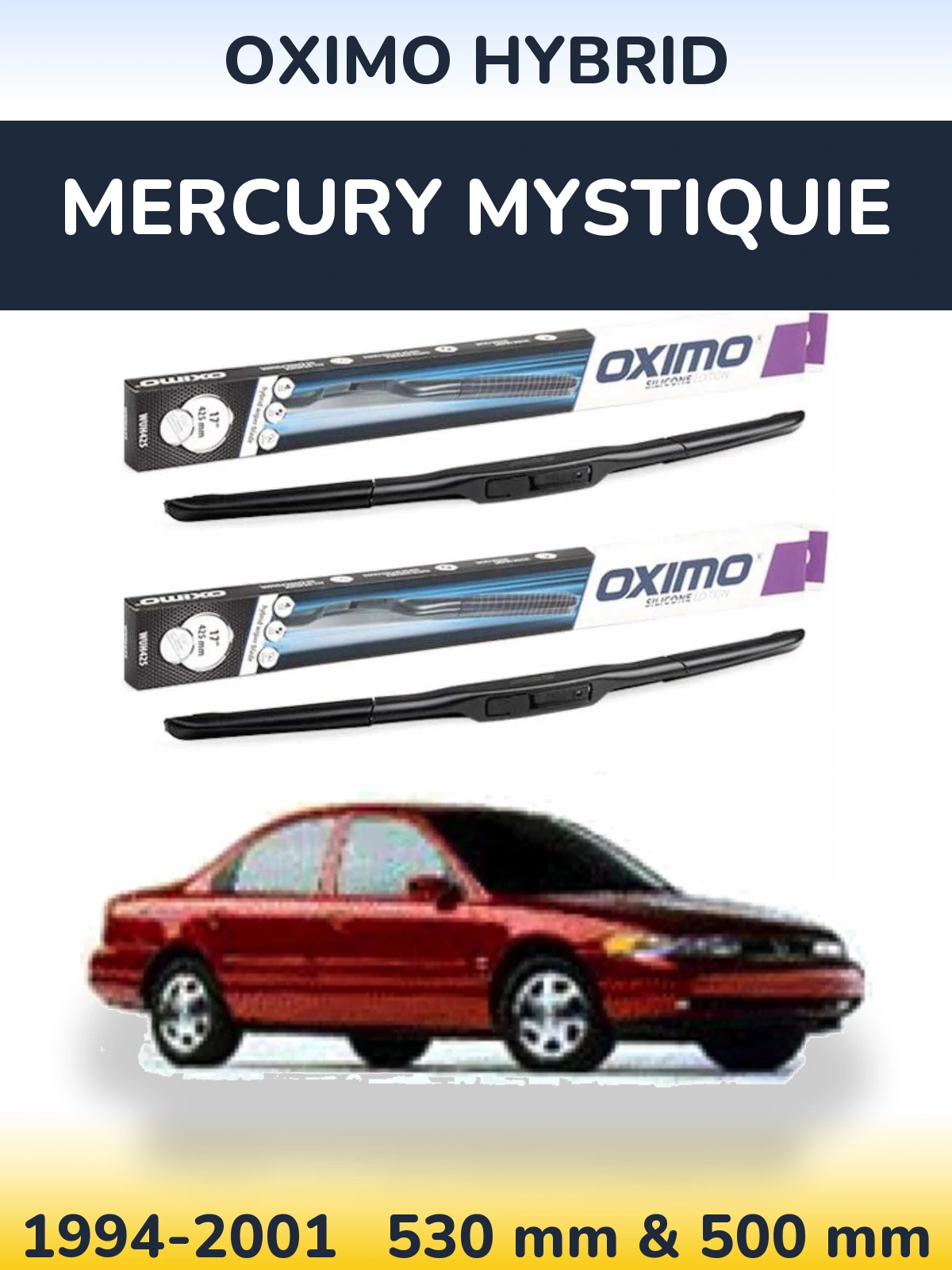 Комплект передних дворников Oximo Hybrid 530 & 500 мм для Mercury Mystiquie 1994-2001