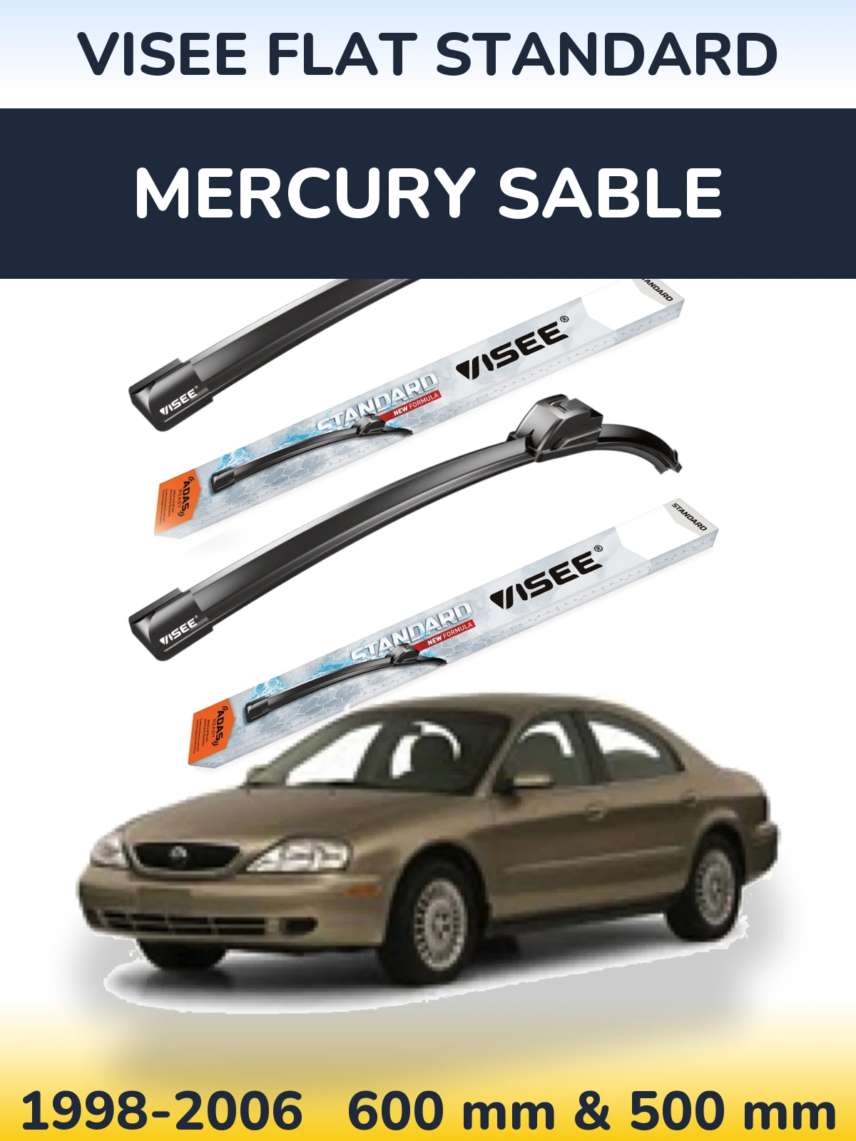 Комплект передних дворников VISEE FLAT STANDARD 600 & 500 мм для Mercury Sable 1998-2006