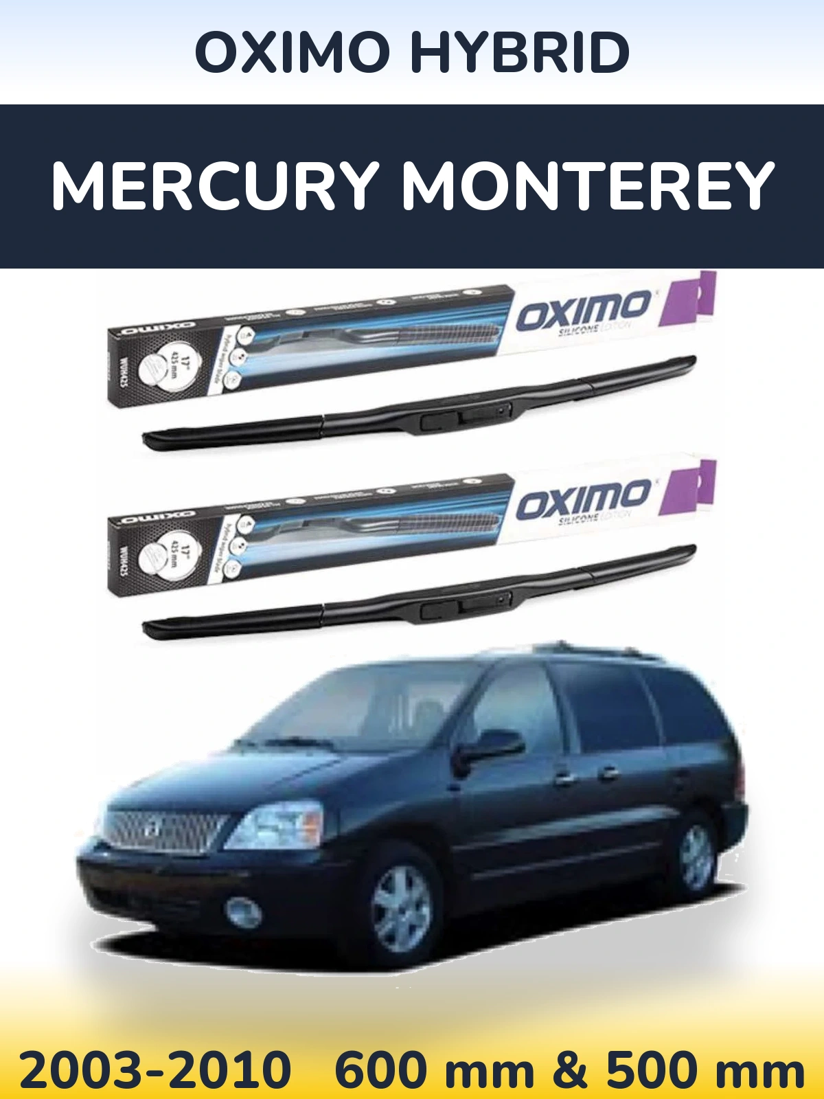 Комплект передних дворников Oximo Hybrid 600 & 500 мм для Mercury Monterey 2003-2010
