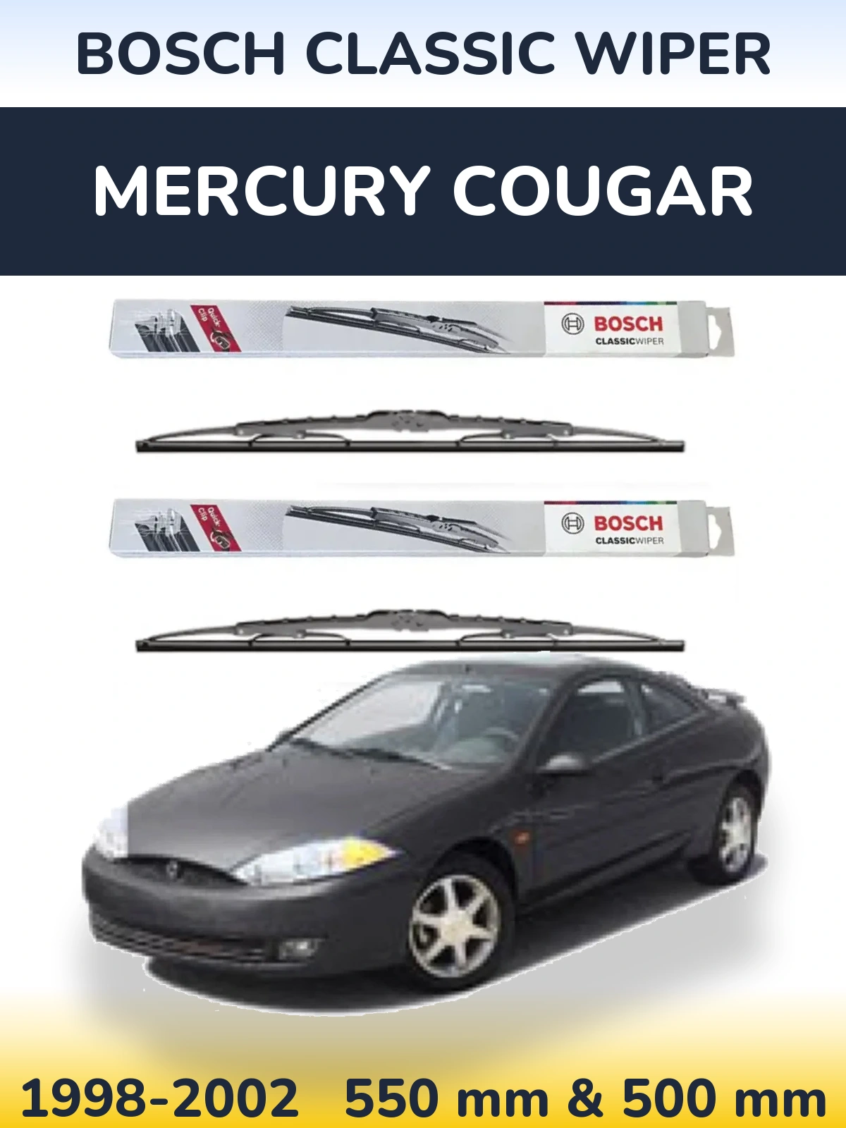 Комплект передних дворников BOSCH Classic Wiper 550 & 500 мм для Mercury Cougar 1998-2002