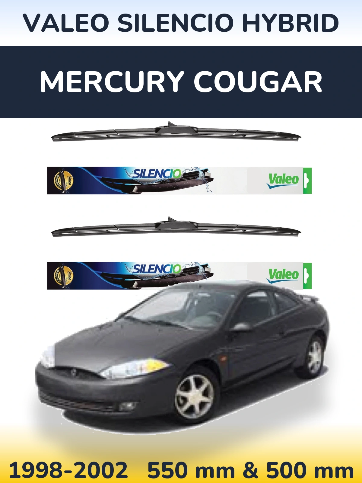 Комплект передних дворников Valeo Silencio Hybrid 550 & 500 мм для Mercury Cougar 1998-2002
