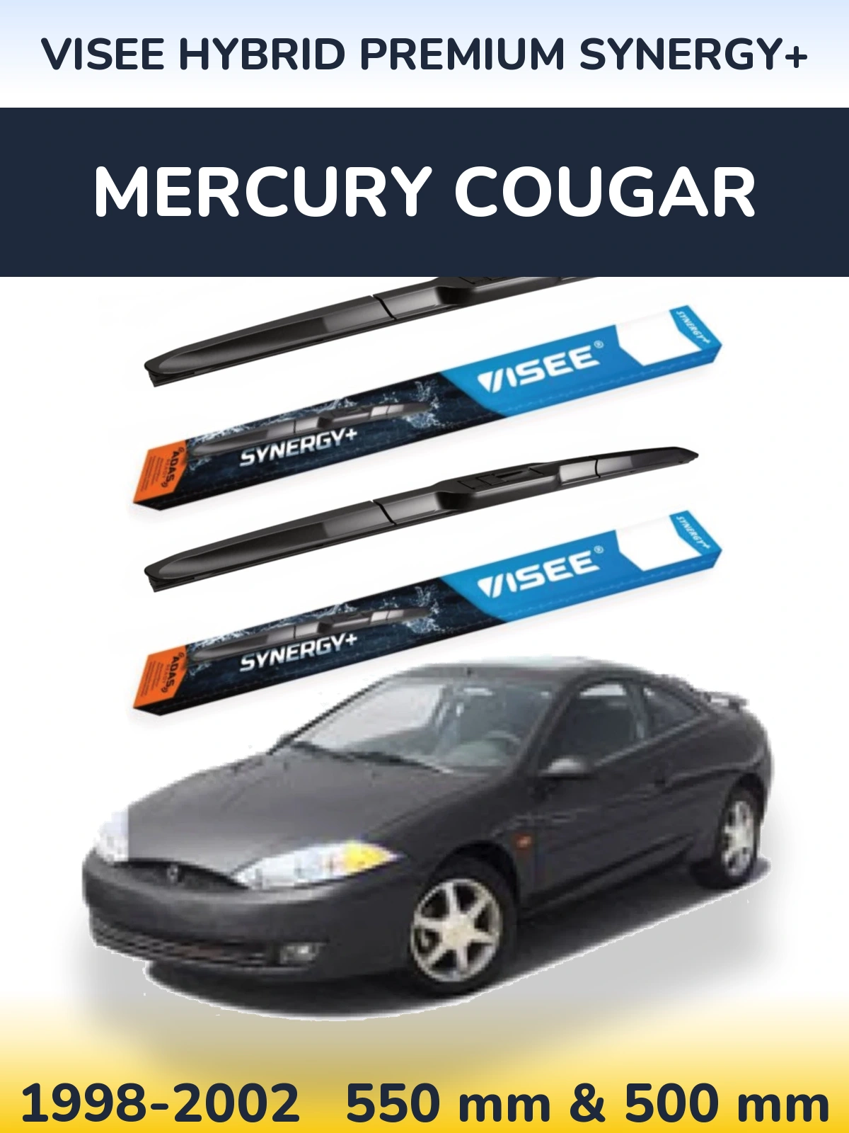 Комплект передних дворников VISEE HYBRID PREMIUM SYNERGY+ 550 & 500 мм для Mercury Cougar 1998-2002