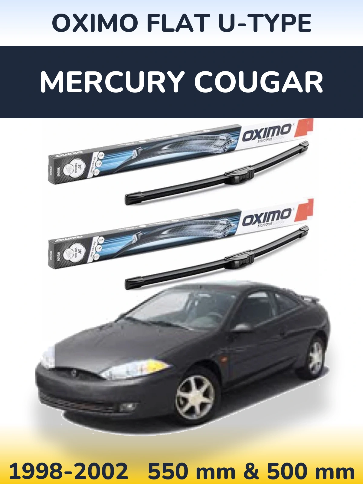 Комплект передних дворников Oximo Flat U-type 550 & 500 мм для Mercury Cougar 1998-2002
