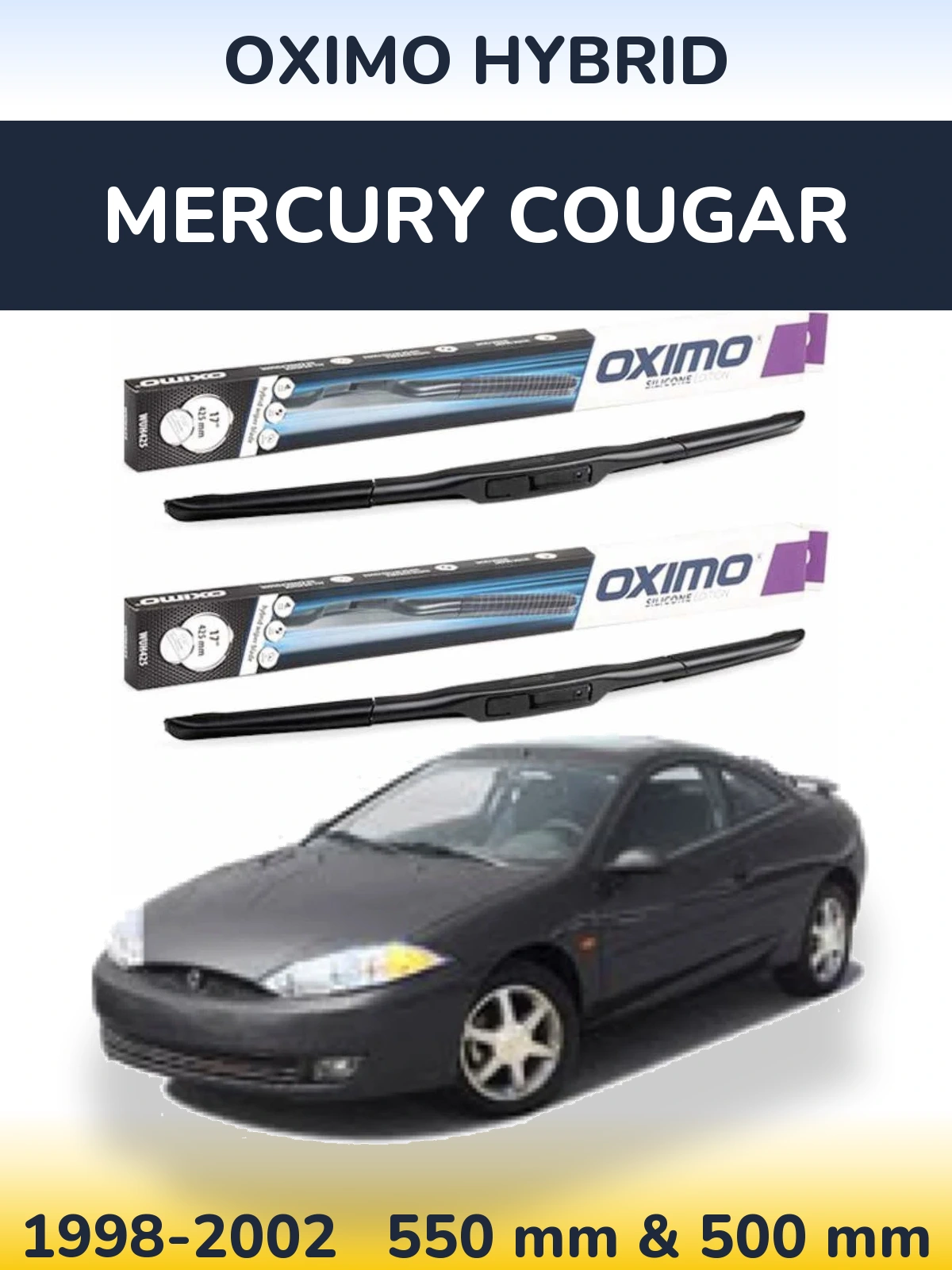 Комплект передних дворников Oximo Hybrid 550 & 500 мм для Mercury Cougar 1998-2002