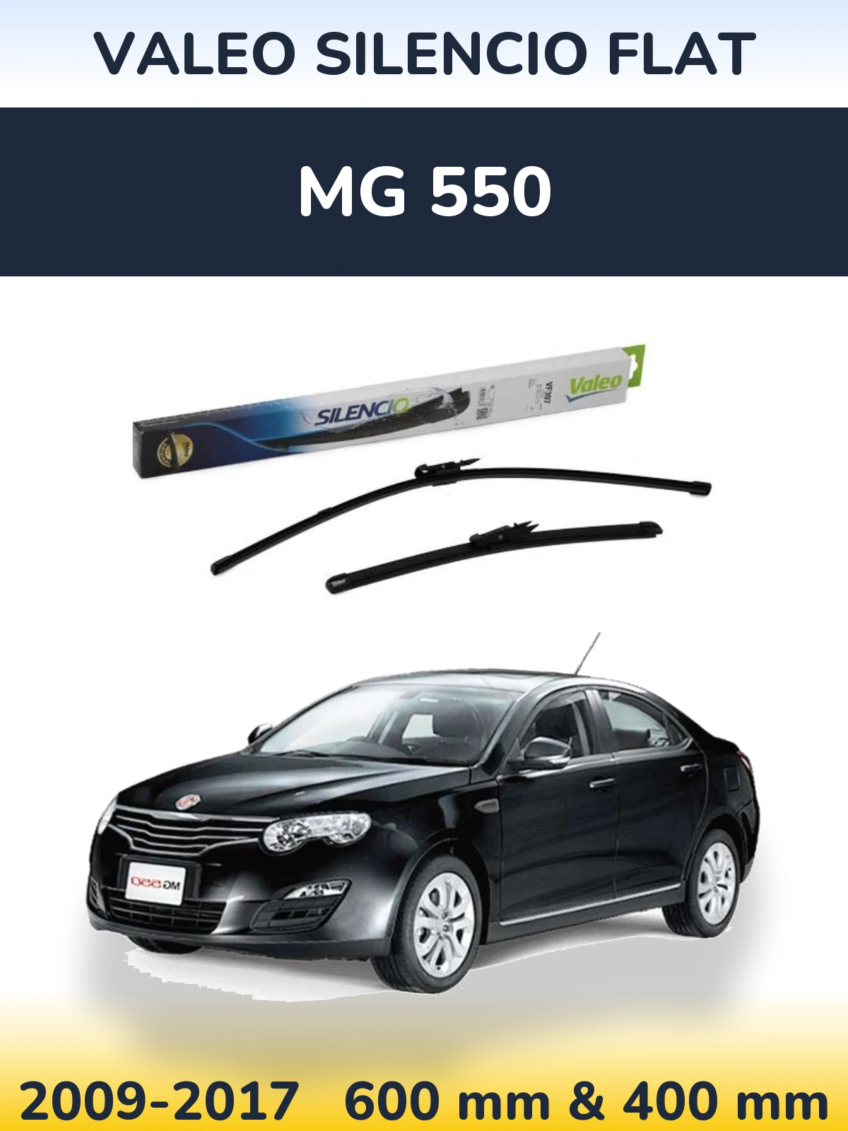 Komplet przednich wycieraczek Valeo Silencio Flat 600 & 380 mm do MG 550 2009-2017