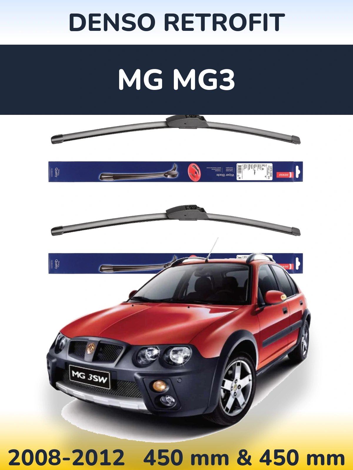 Комплект передних дворников Denso Retrofit 450 & 450 мм для MG MG3 2008-2012