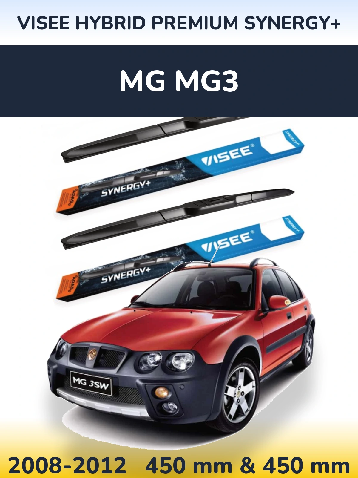 Комплект передніх щіток VISEE HYBRID PREMIUM SYNERGY+ 450 & 450 мм для MG MG3 2008-2012