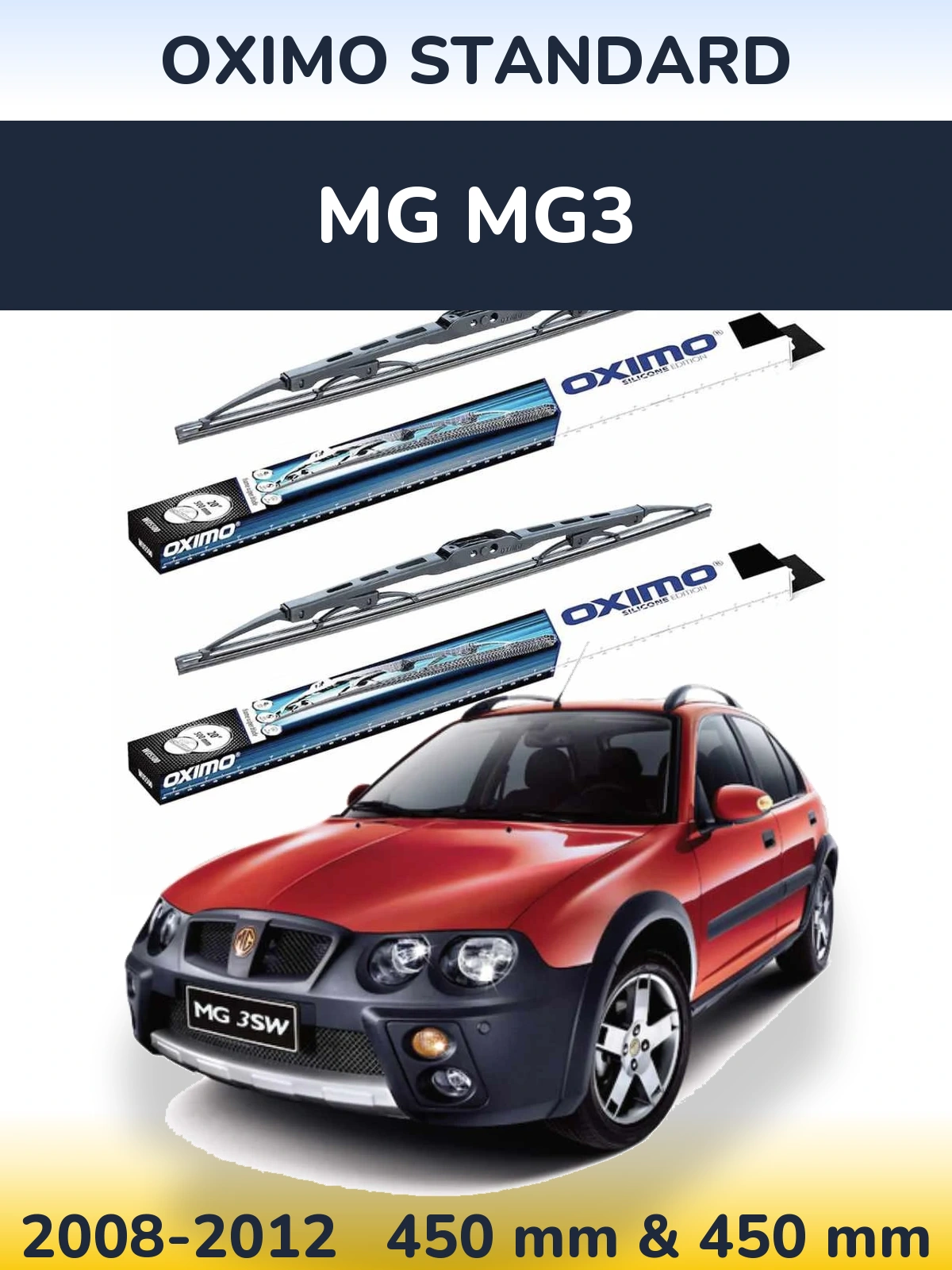 Front wiper blade set Oximo Standard 450 & 450 mm for MG MG3 2008-2012