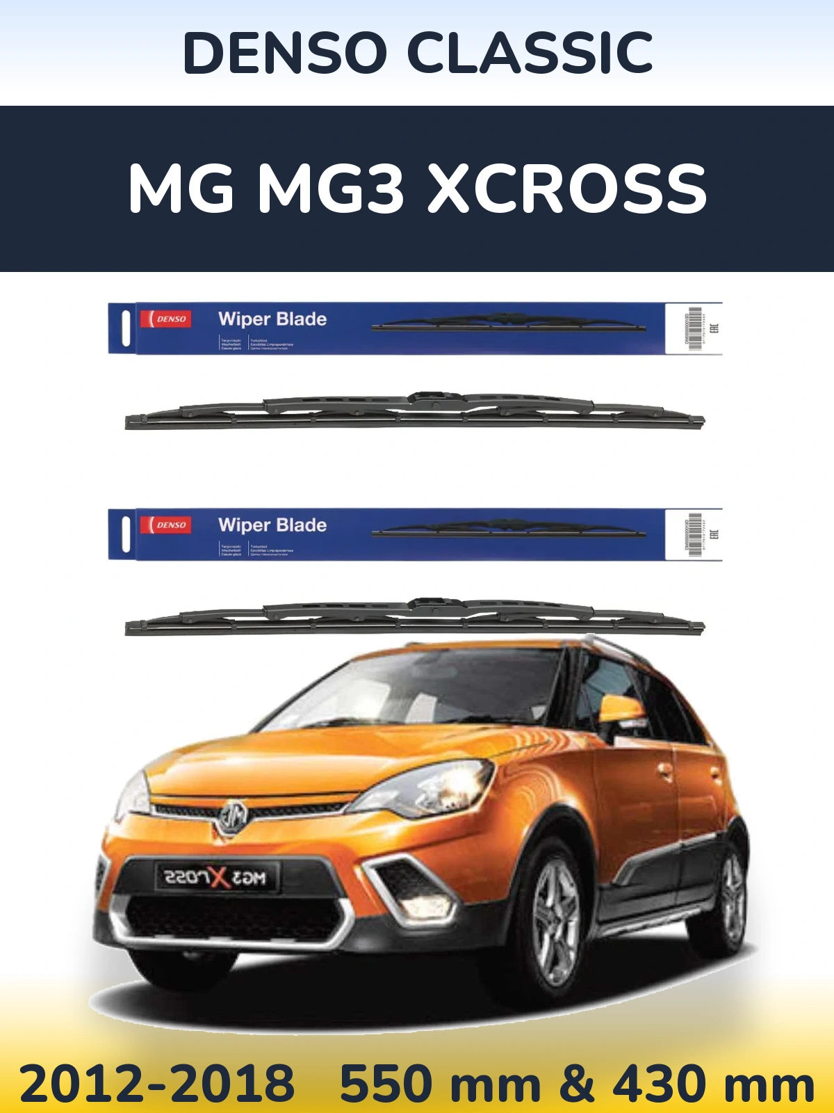 Komplet przednich wycieraczek Denso Classic 550 & 430 mm do MG MG3 Xcross 2012-2018