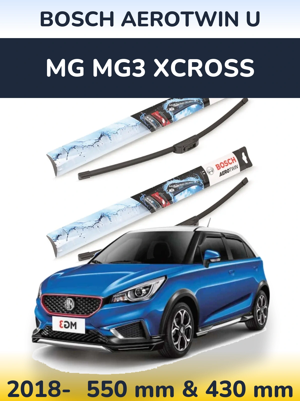 Комплект передніх щіток BOSCH AeroTwin U 550 & 430 мм для MG MG3 Xcross 2018-2026