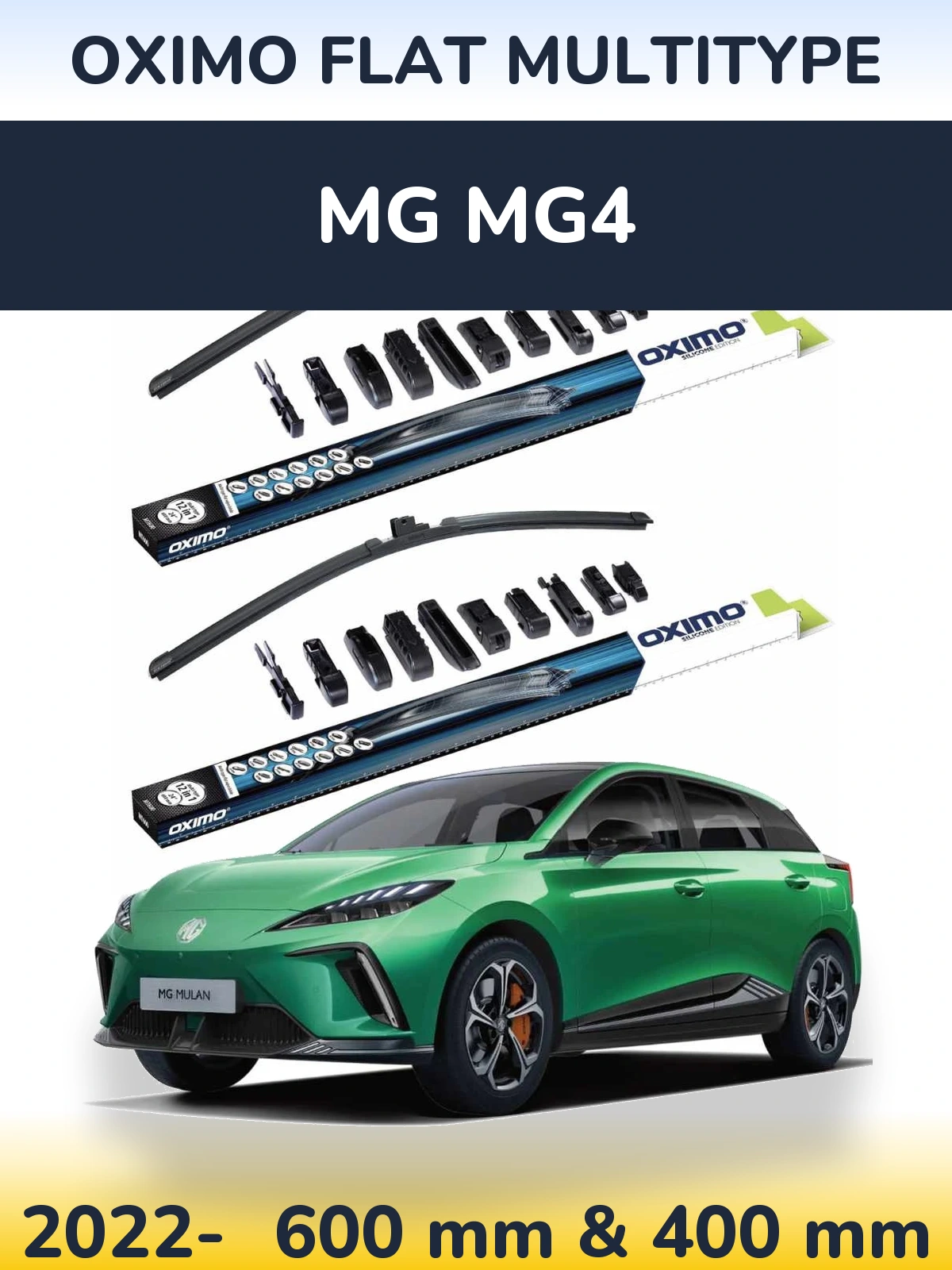 Комплект передних дворников Oximo Flat MultiТипe 600 & 400 мм для MG MG4 2022-2026