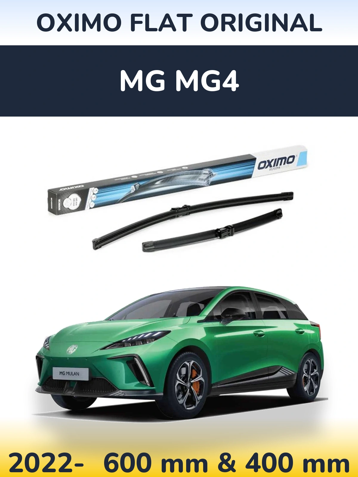 Комплект передних дворников Oximo Flat Original 600 & 400 мм для MG MG4 2022-2026