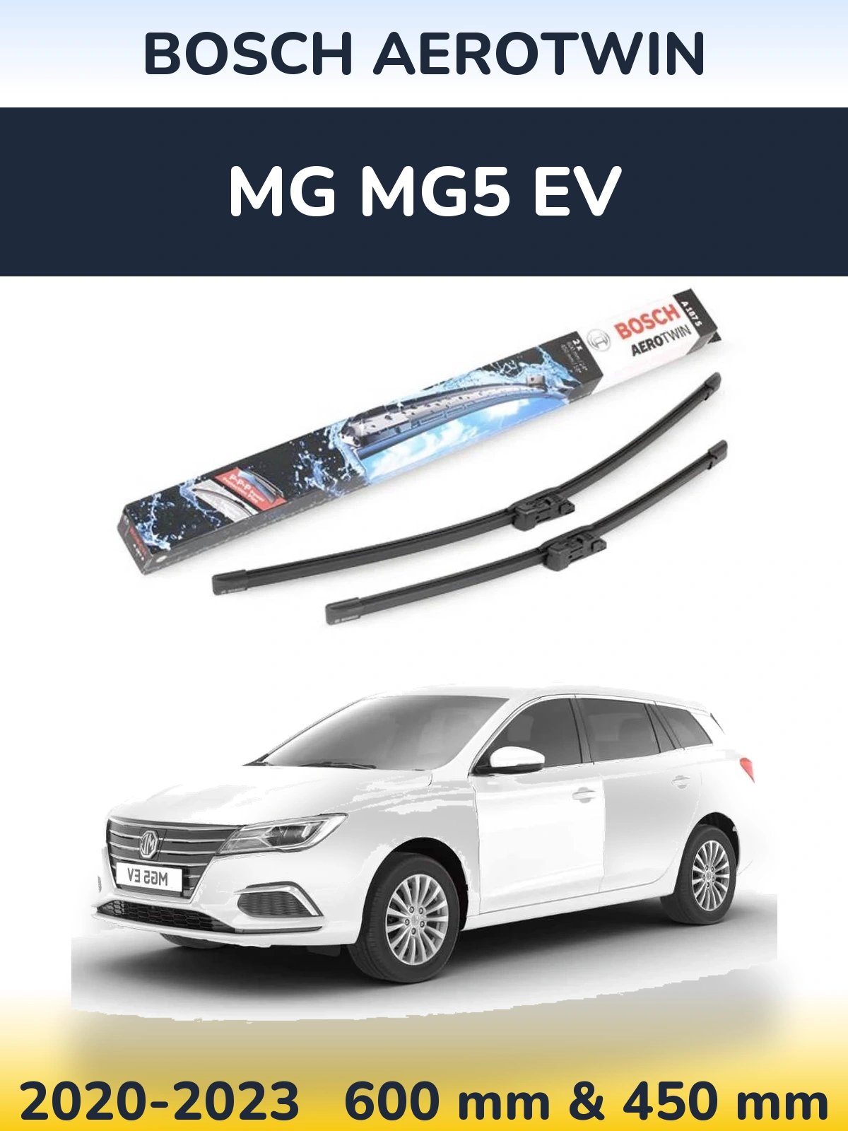 Комплект передніх щіток BOSCH AeroTwin 600 & 450 мм для MG MG5 EV 2020-2023