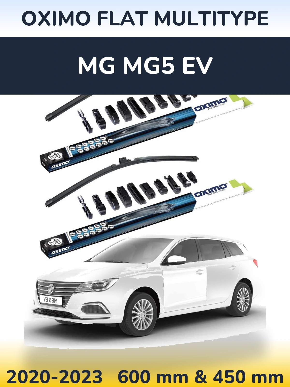 Комплект передніх щіток Oximo Flat MultiТипe 600 & 450 мм для MG MG5 EV 2020-2023