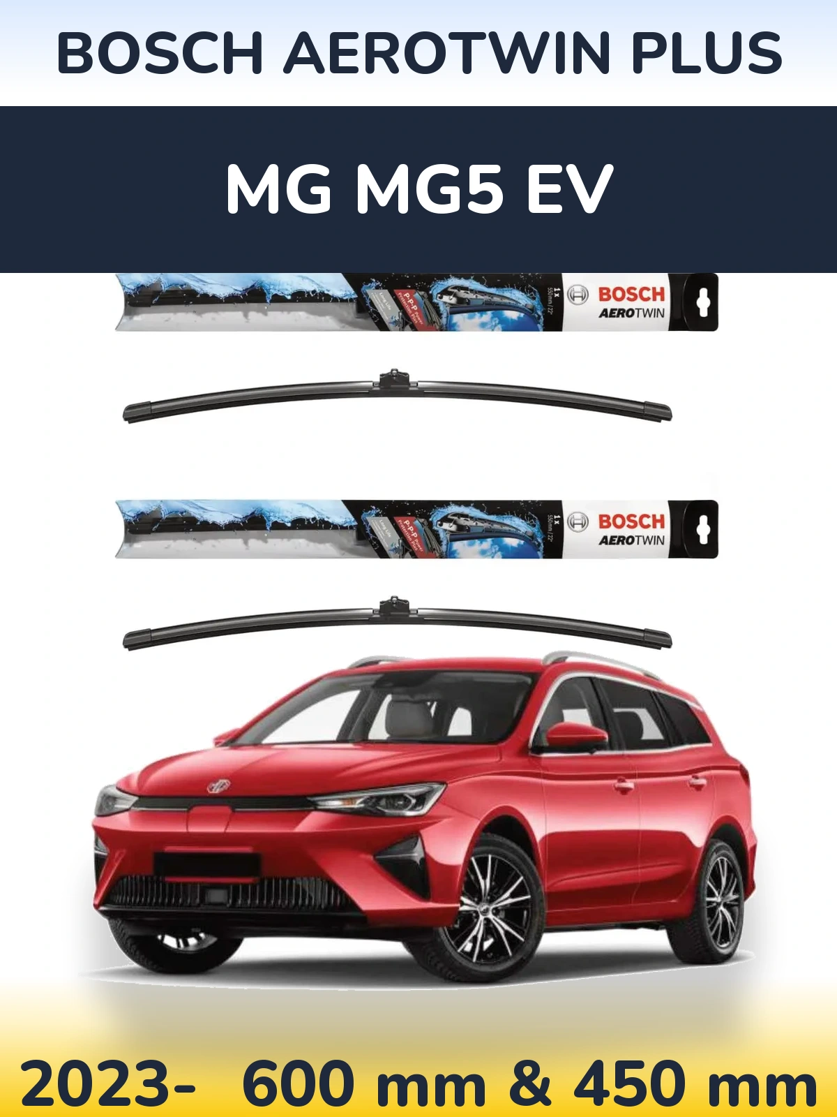 Комплект передних дворников BOSCH AeroTwin Plus 600 & 450 мм для MG MG5 EV 2023-2026
