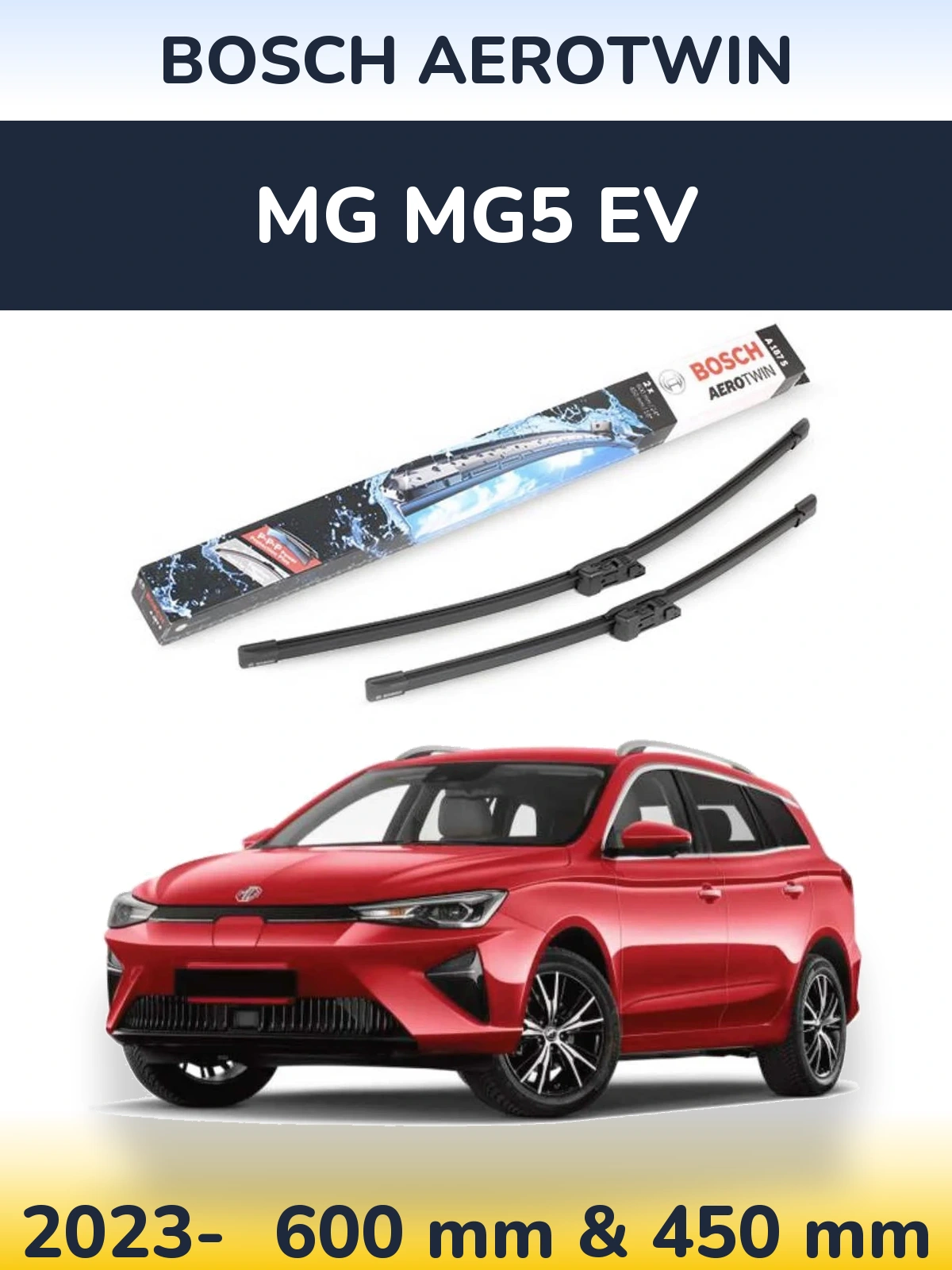 Комплект передних дворников BOSCH AeroTwin 600 & 450 мм для MG MG5 EV 2023-2026