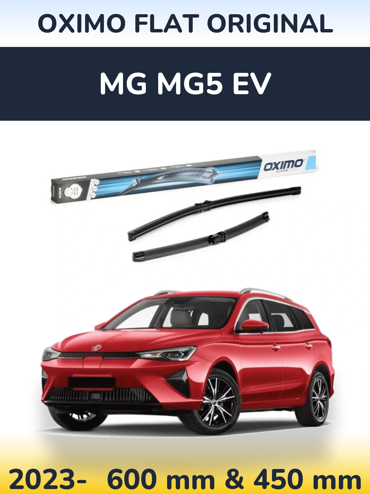Комплект передних дворников Oximo Flat Original 600 & 450 мм для MG MG5 EV 2023-2026