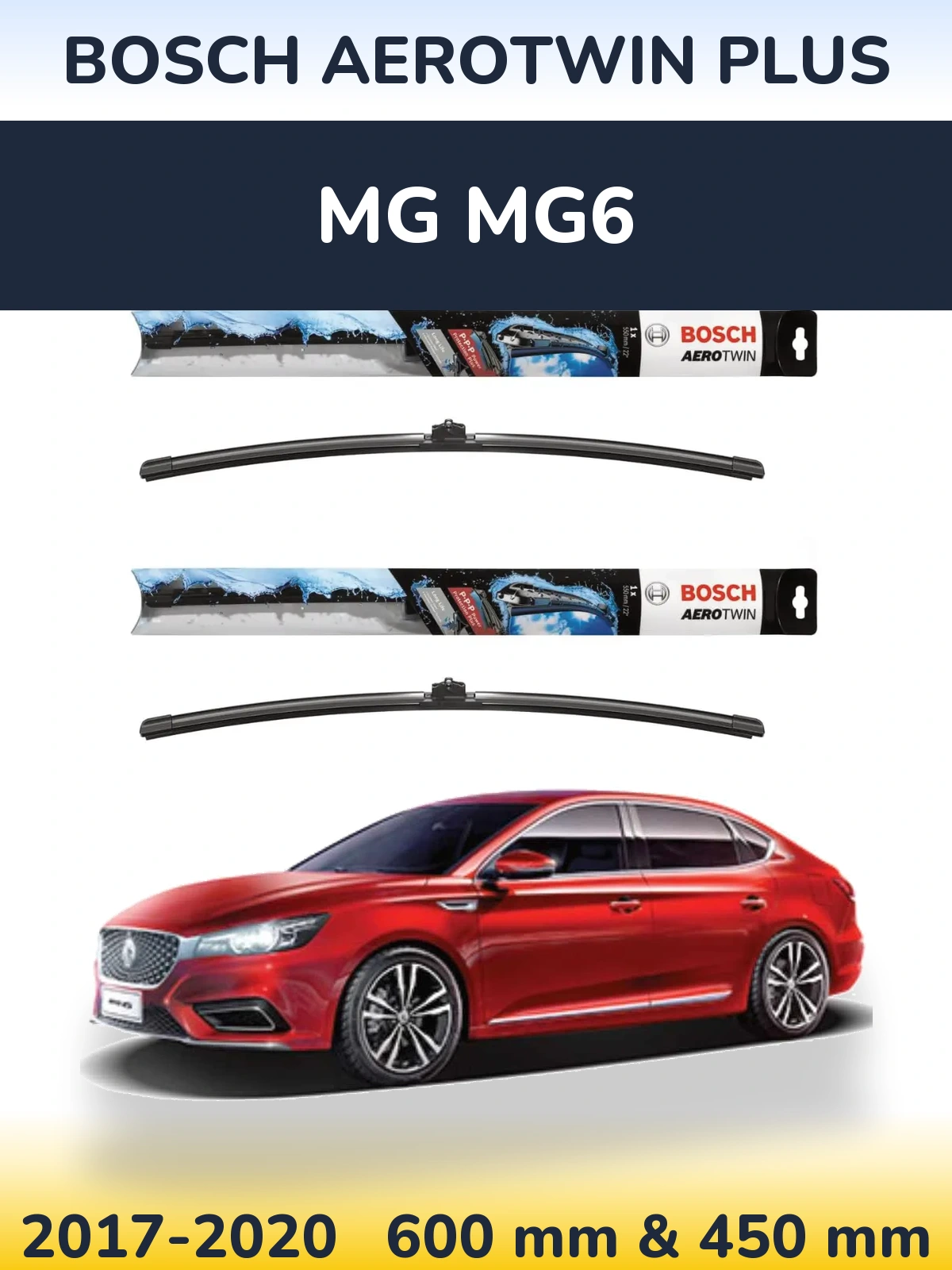 Комплект передніх щіток BOSCH AeroTwin Plus 600 & 450 мм для MG MG6 2017-2020