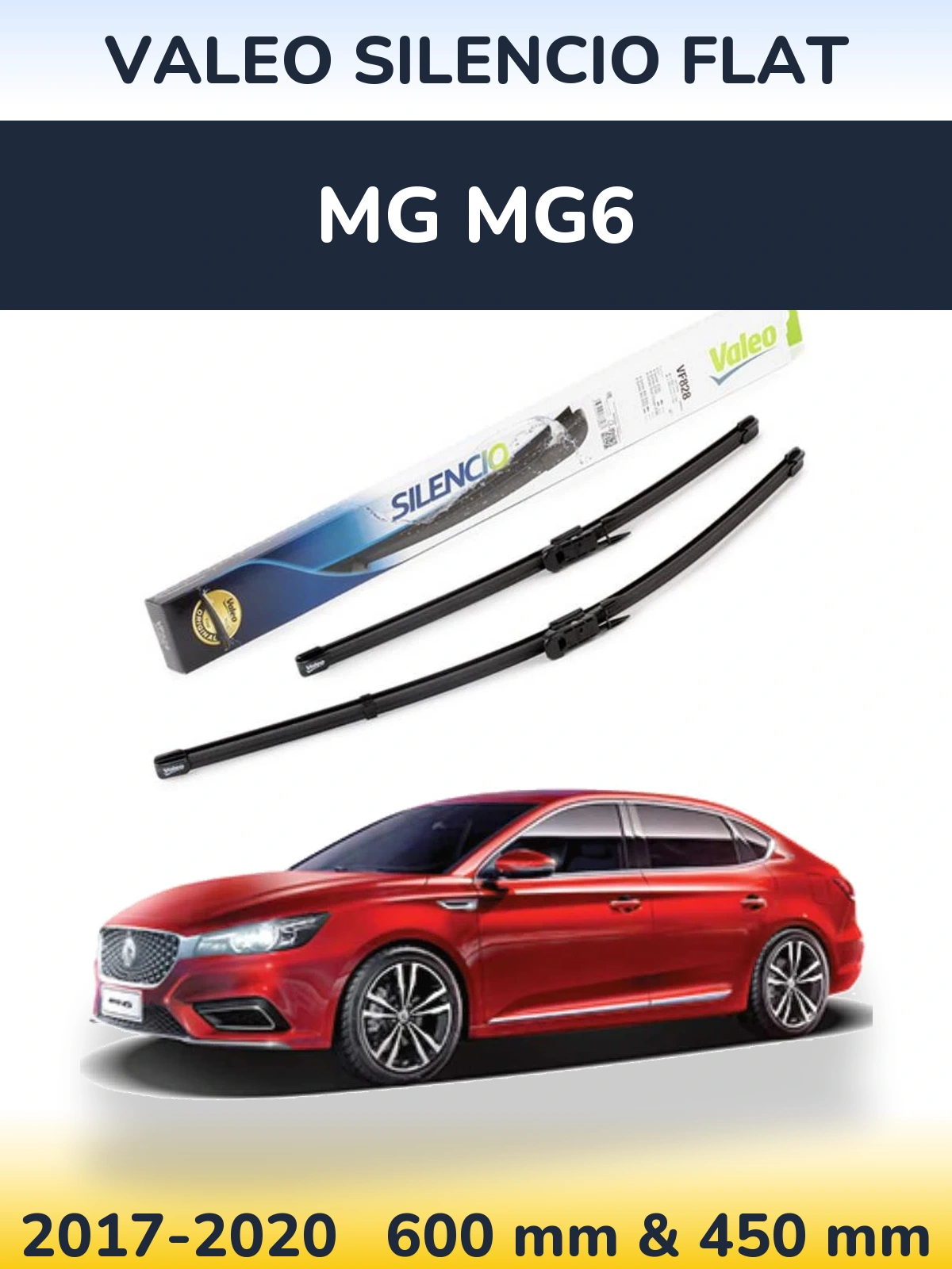 Komplet przednich wycieraczek Valeo Silencio Flat 600 & 450 mm do MG MG6 2017-2020