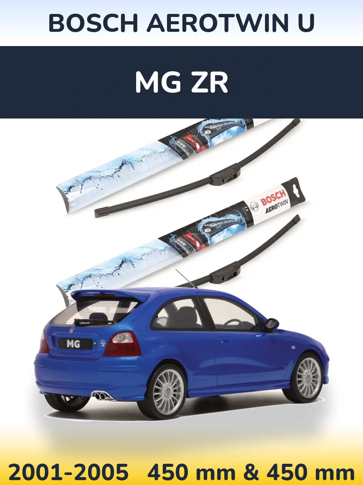 Комплект передніх щіток BOSCH AeroTwin U 450 & 450 мм для MG ZR 2001-2005