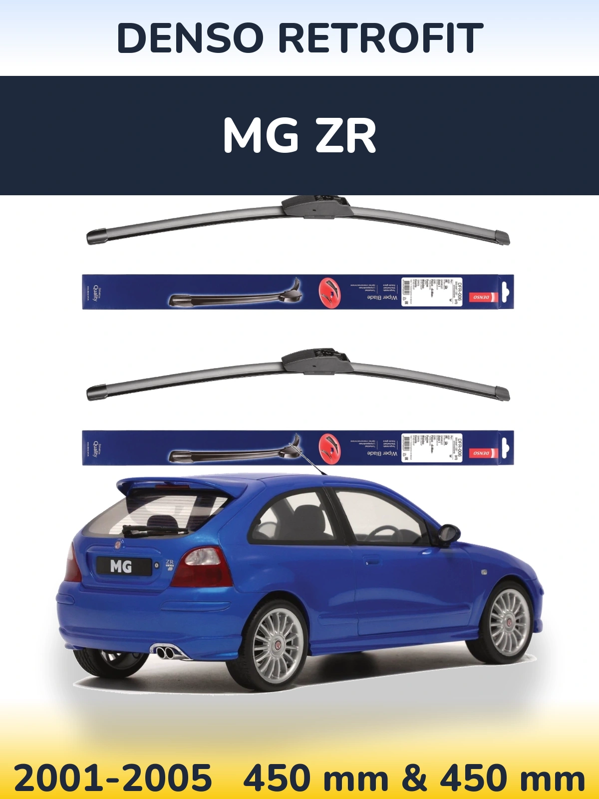 Комплект передних дворников Denso Retrofit 450 & 450 мм для MG ZR 2001-2005
