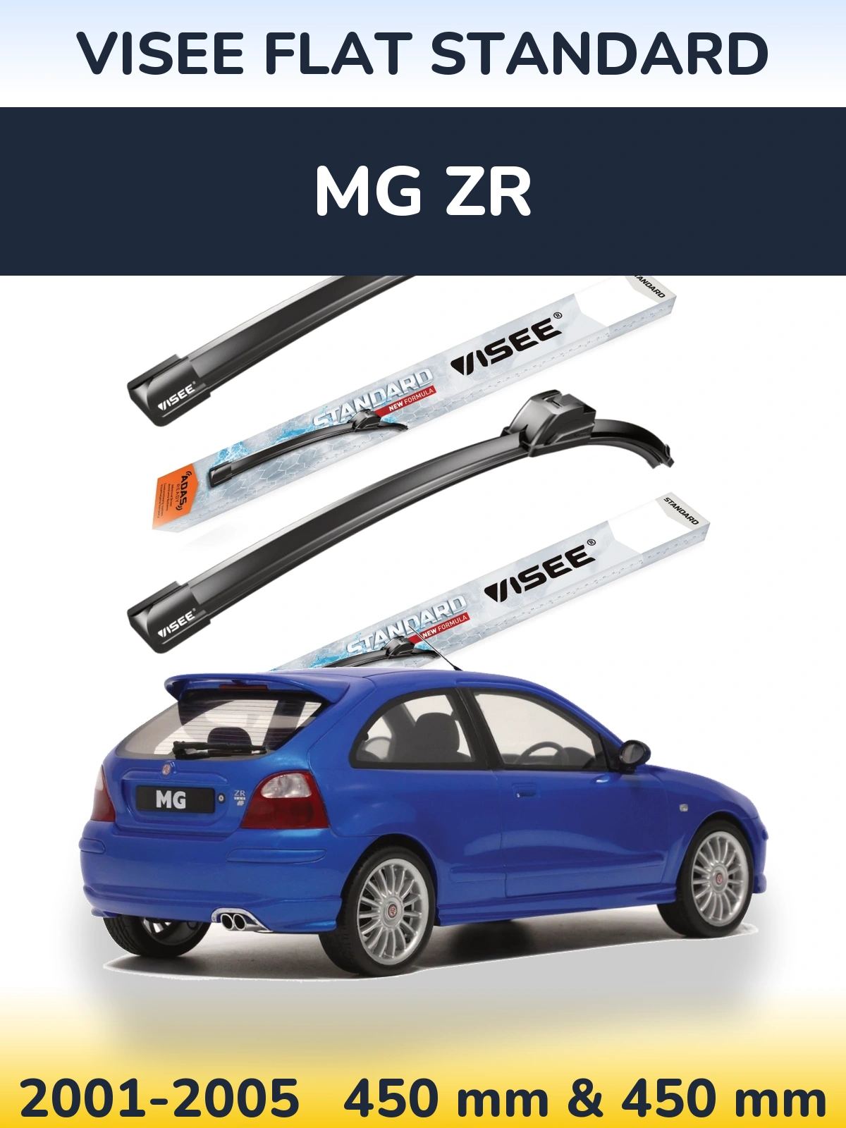 Комплект передних дворников VISEE FLAT STANDARD 450 & 450 мм для MG ZR 2001-2005