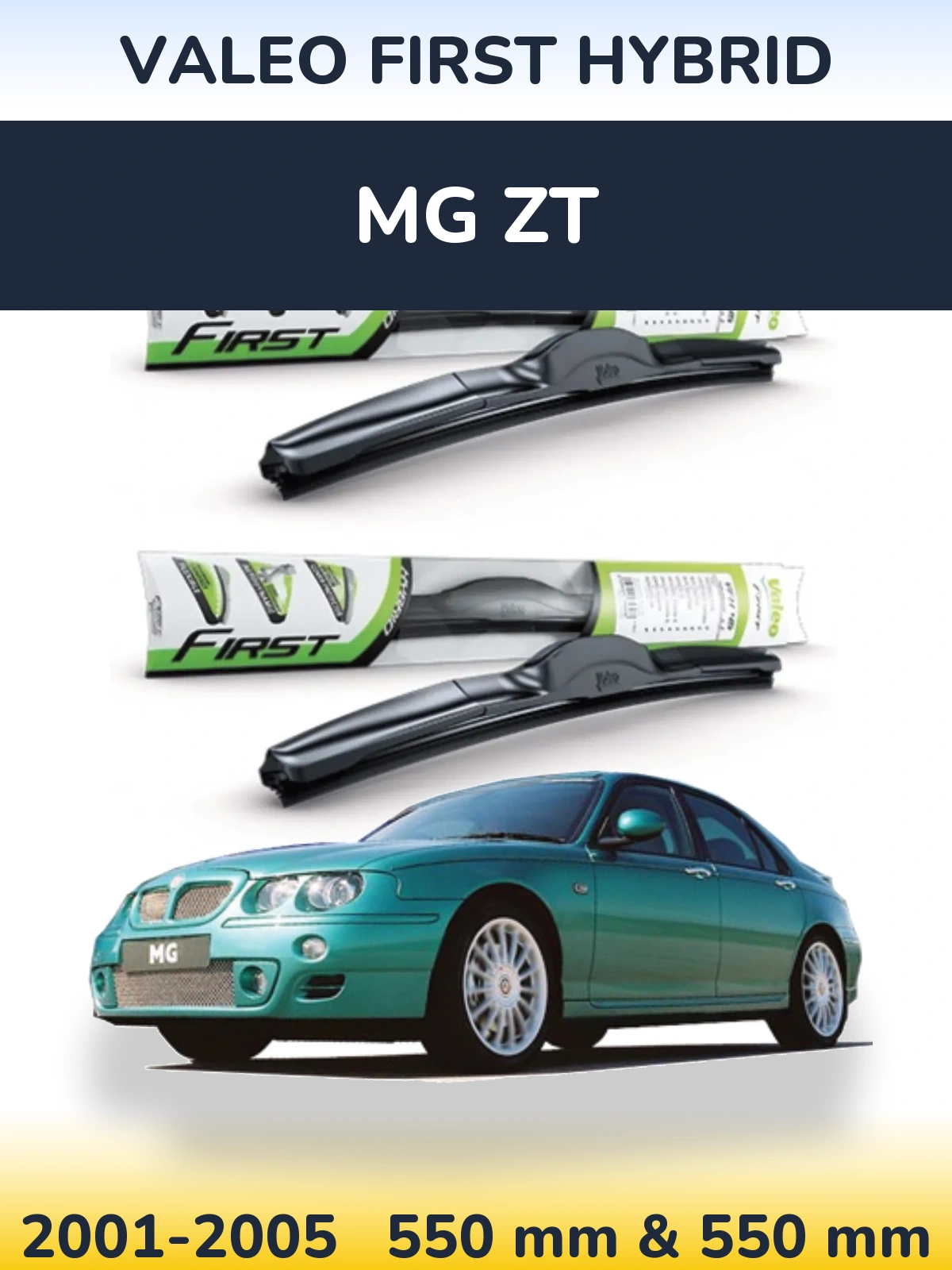 Комплект передних дворников Valeo First Hybrid 550 & 550 мм для MG ZT 2001-2005