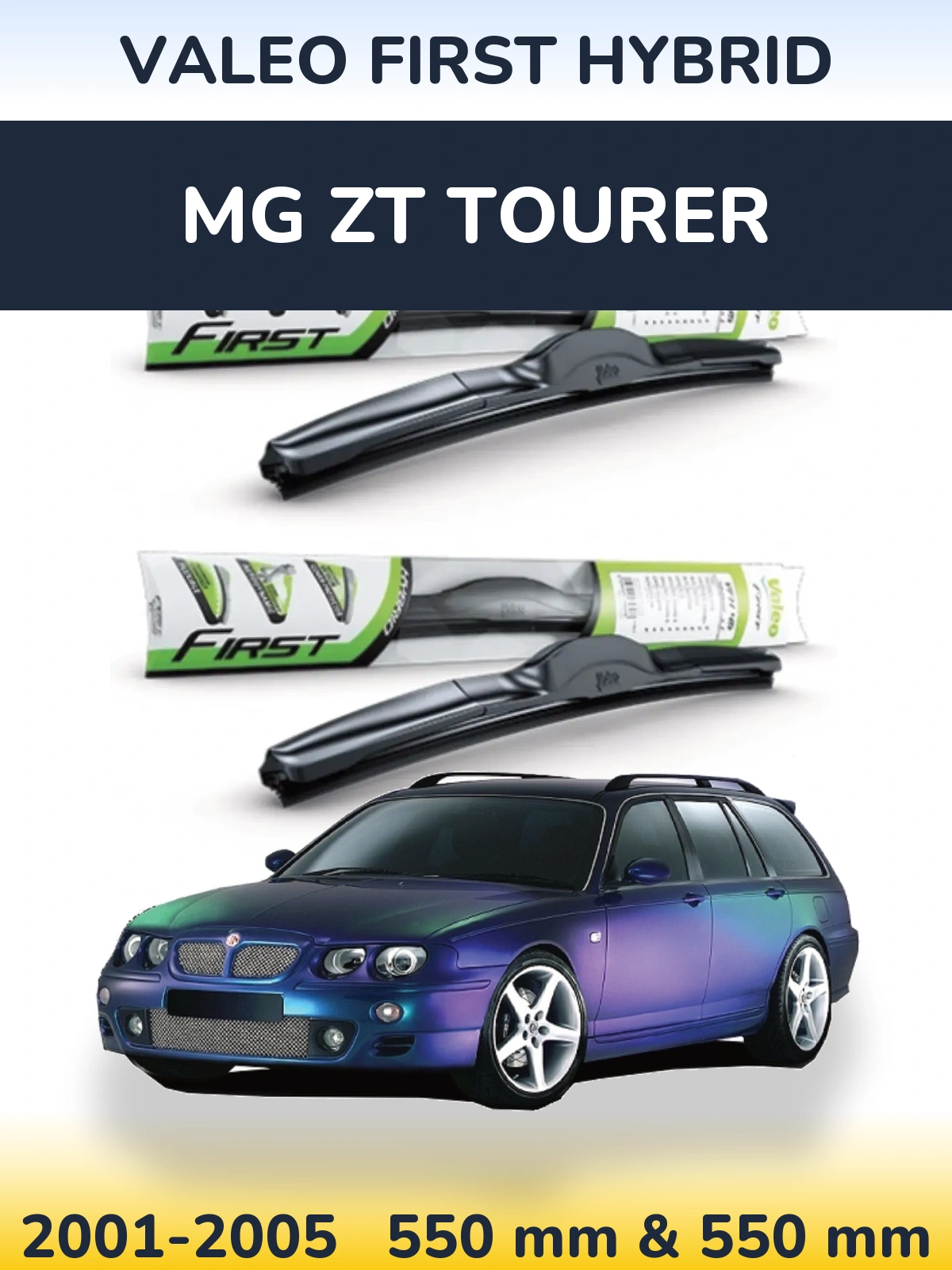 Комплект передних дворников Valeo First Hybrid 550 & 550 мм для MG ZT Tourer 2001-2005