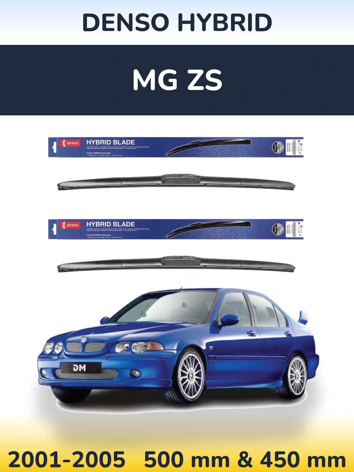 Komplet przednich wycieraczek Denso Hybrid 500 & 450 mm do MG ZS 2001-2005