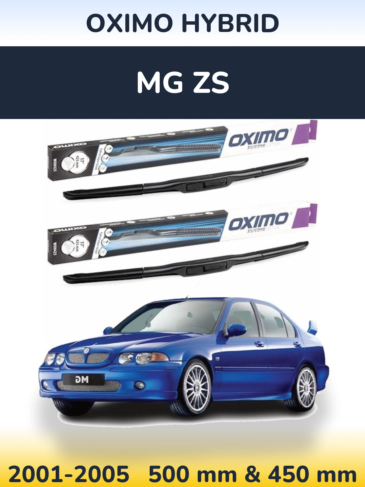 Комплект передних дворников Oximo Hybrid 500 & 450 мм для MG ZS 2001-2005