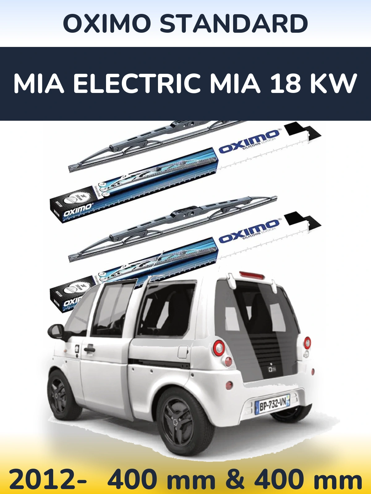 Комплект передніх щіток Oximo Standard 400 & 400 мм для MIA Electric mia 18 kw 2012-2026