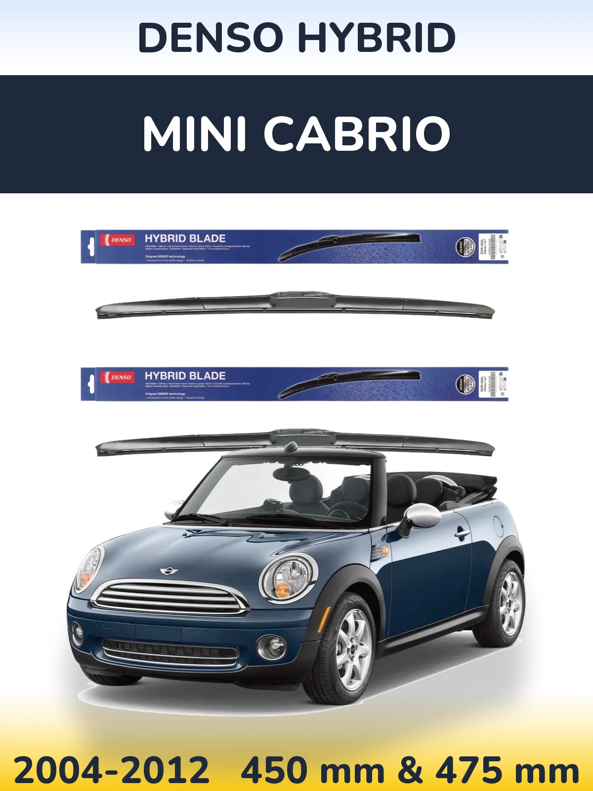 Komplet przednich wycieraczek Denso Hybrid 450 & 475 mm do MINI Cabrio 2004-2012
