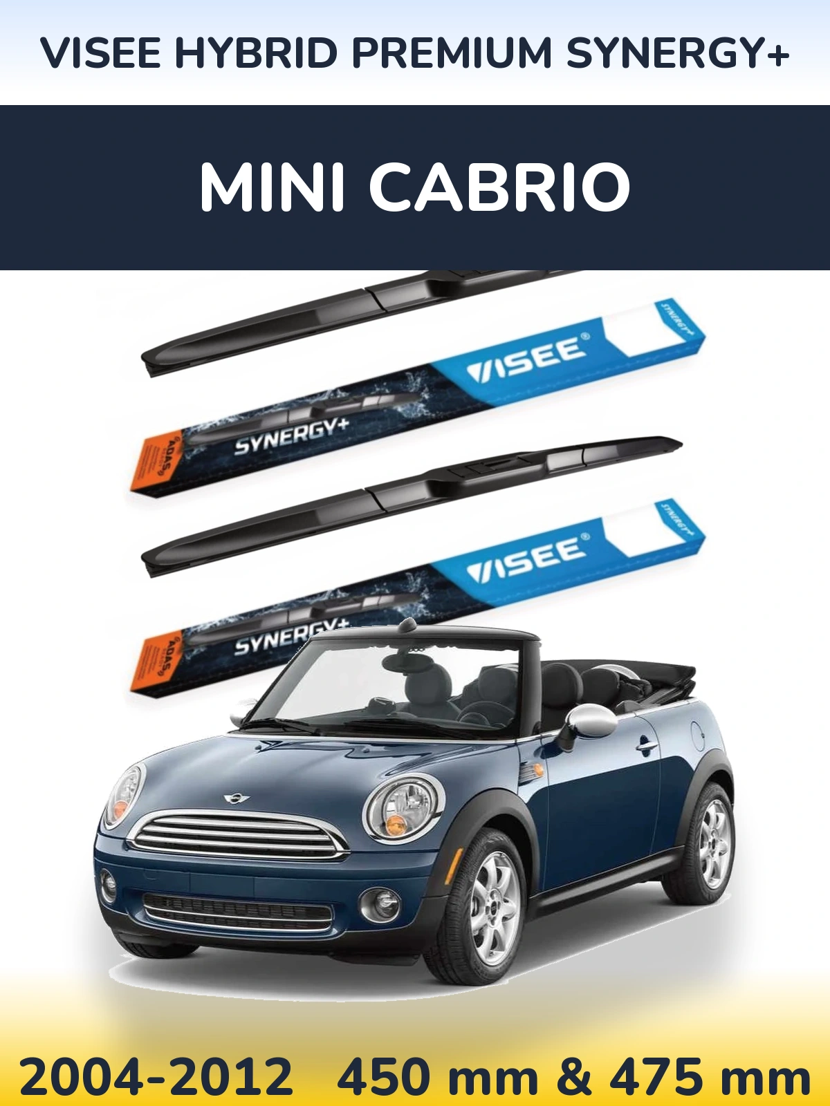 Komplet przednich wycieraczek VISEE HYBRID PREMIUM SYNERGY+ 450 & 475 mm do MINI Cabrio 2004-2012