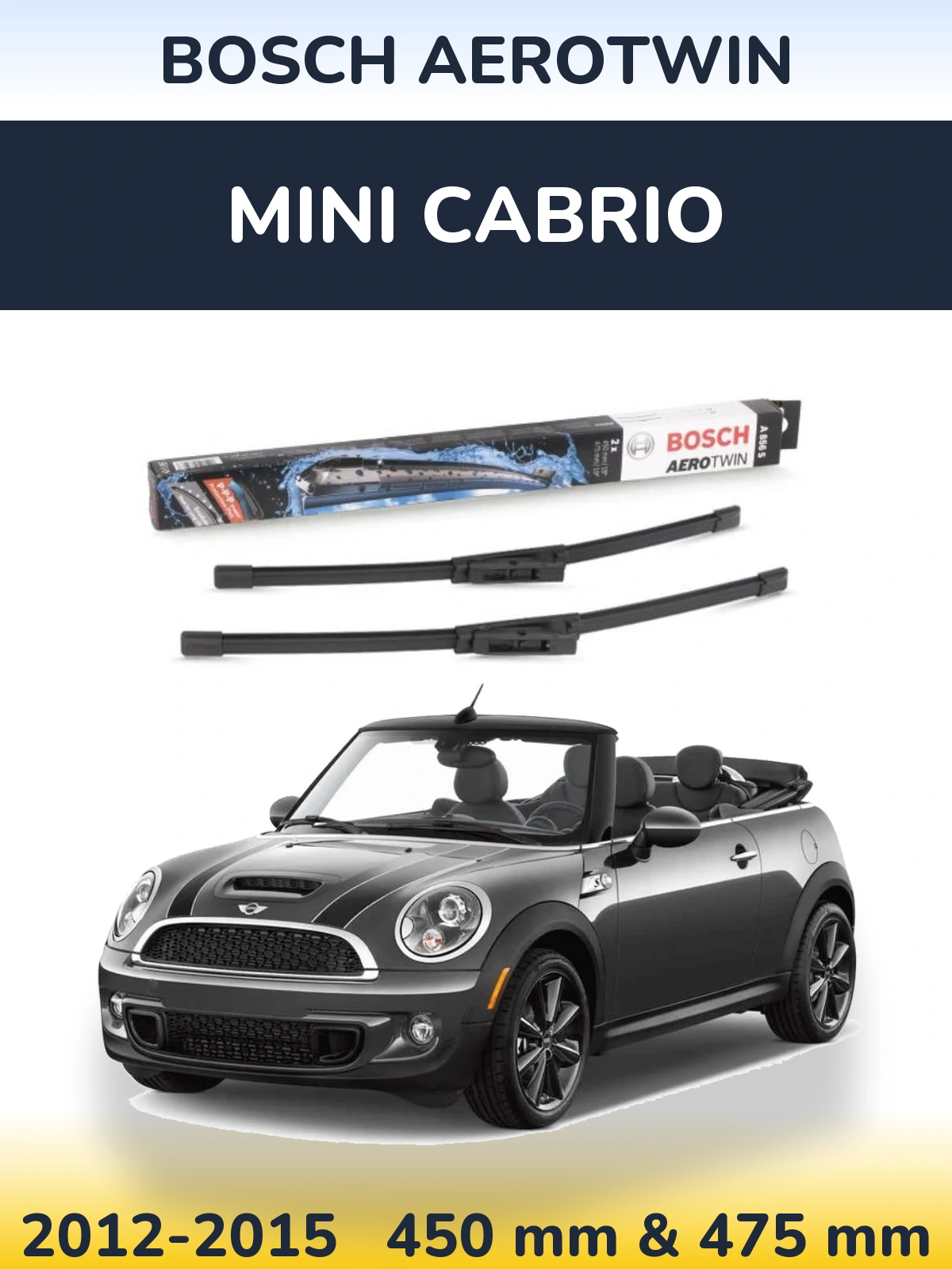 Front wiper blade set BOSCH AeroTwin 450 & 475 mm for MINI Cabrio 2012-2015