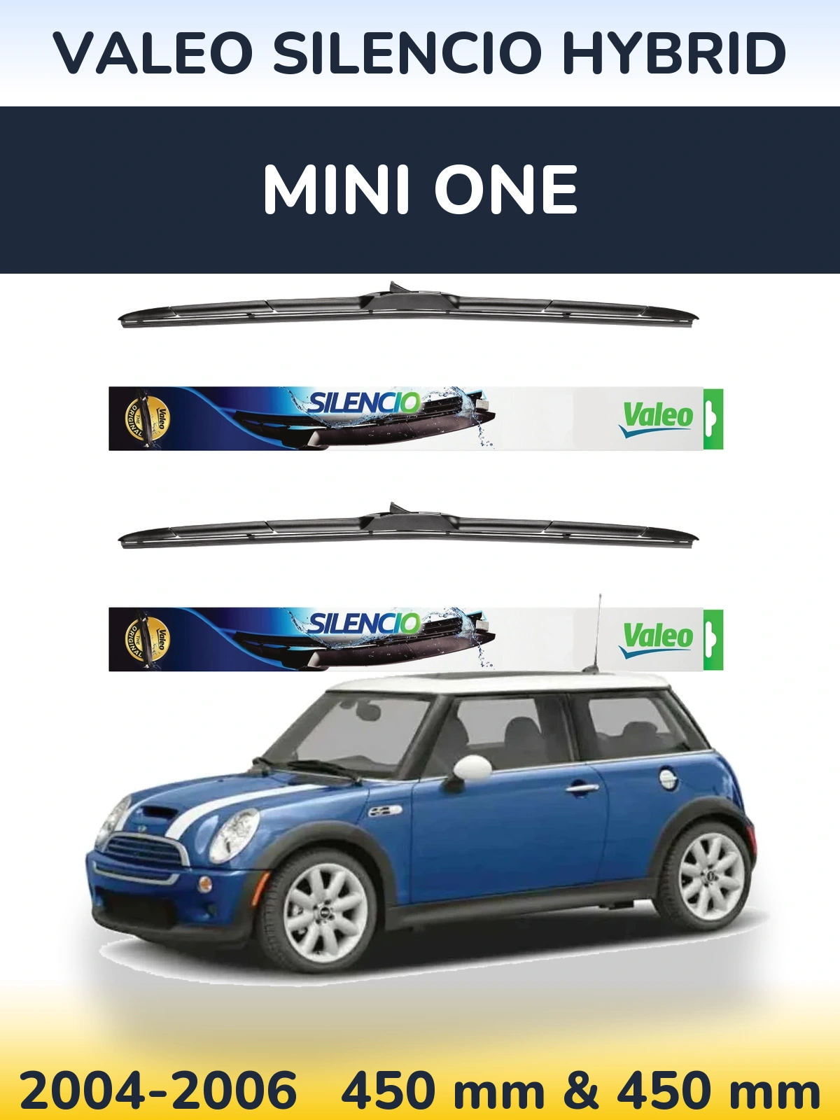 Комплект передних дворников Valeo Silencio Hybrid 450 & 450 мм для MINI One 2004-2006