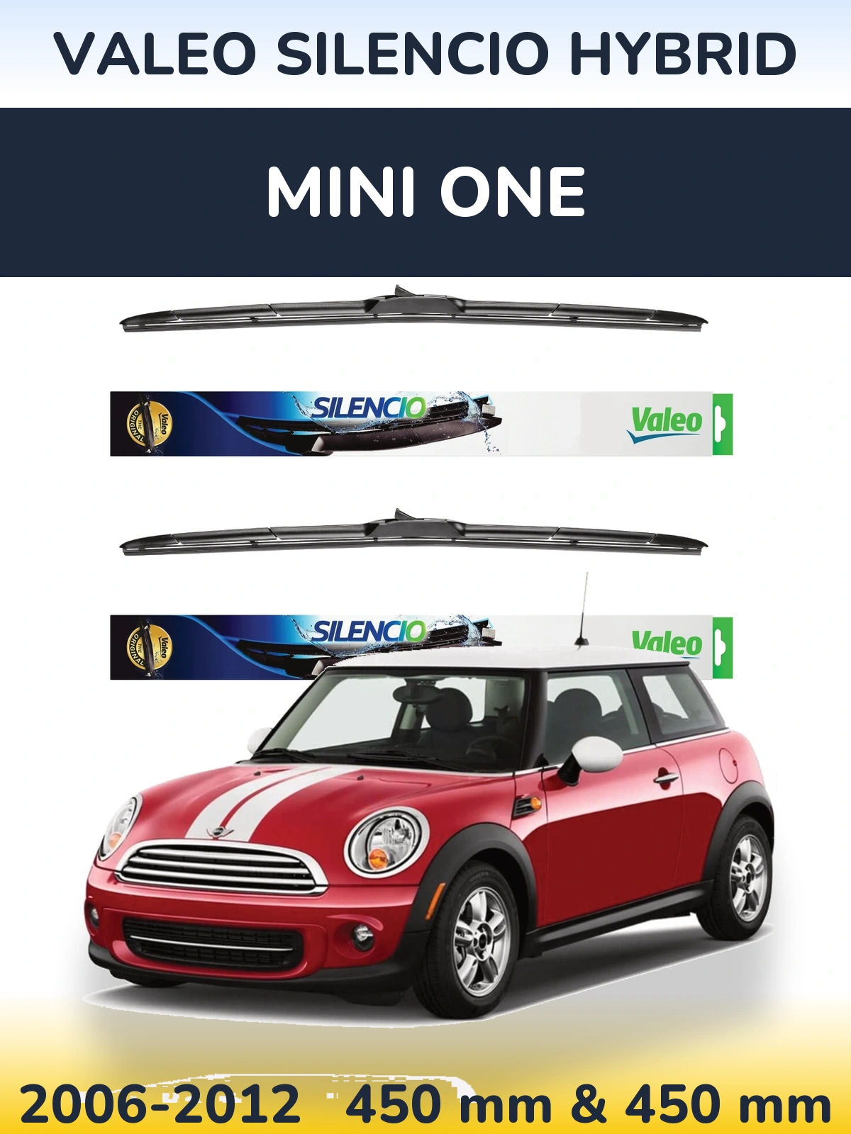 Комплект передних дворников Valeo Silencio Hybrid 450 & 450 мм для MINI One 2006-2012