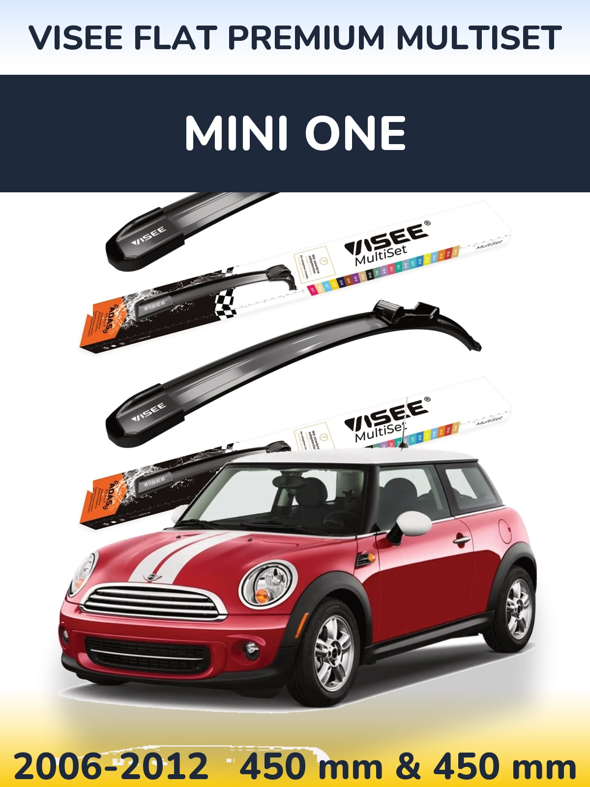 Комплект передніх щіток VISEE FLAT PREMIUM MultiSet 450 & 450 мм для MINI One 2006-2012