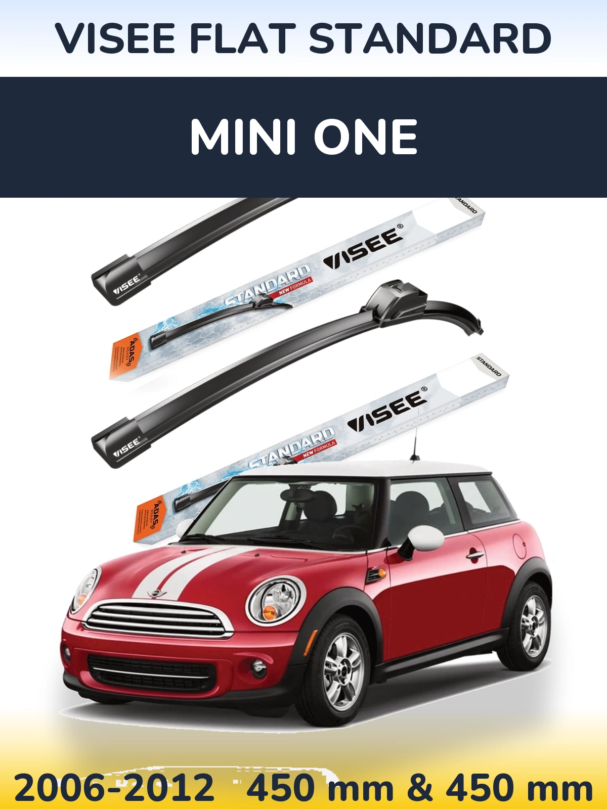 Комплект передніх щіток VISEE FLAT STANDARD 450 & 450 мм для MINI One 2006-2012