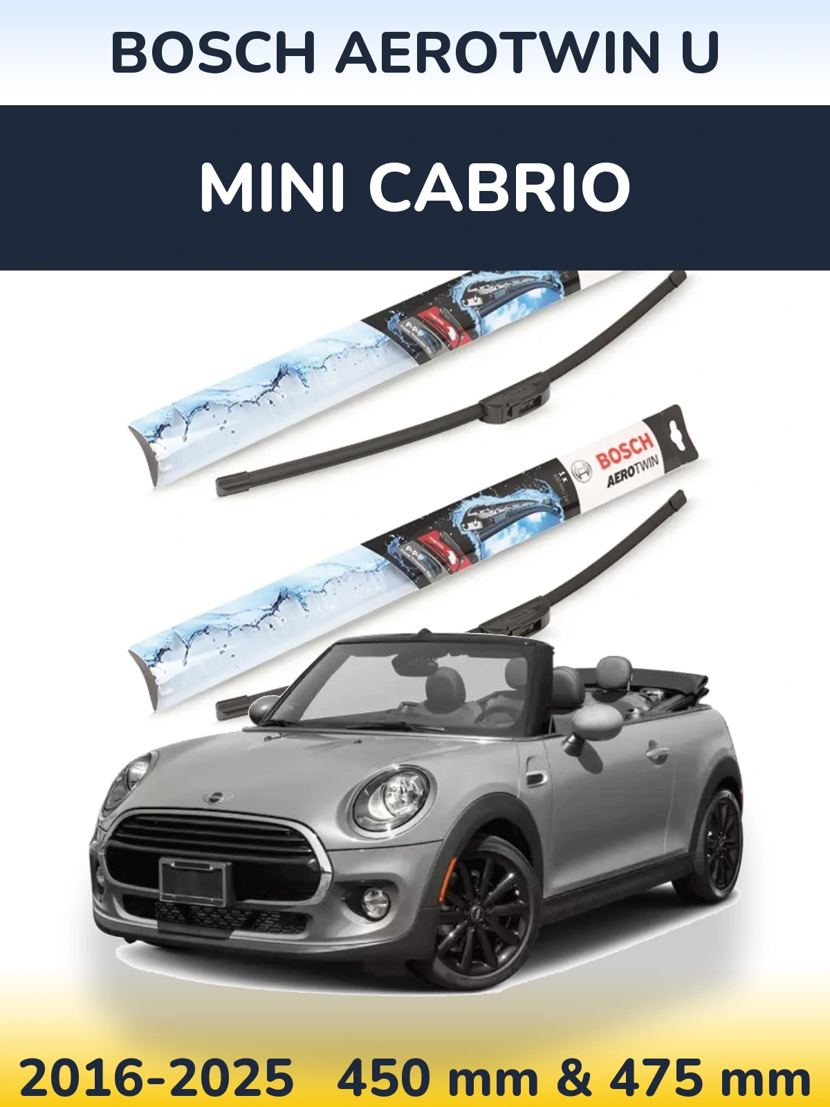 Komplet przednich wycieraczek BOSCH AeroTwin U 450 & 475 mm do MINI Cabrio 2016-2025