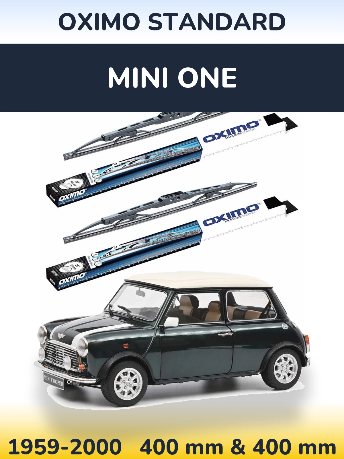 Front wiper blade set Oximo Standard 400 & 400 mm for MINI One 1959-2000