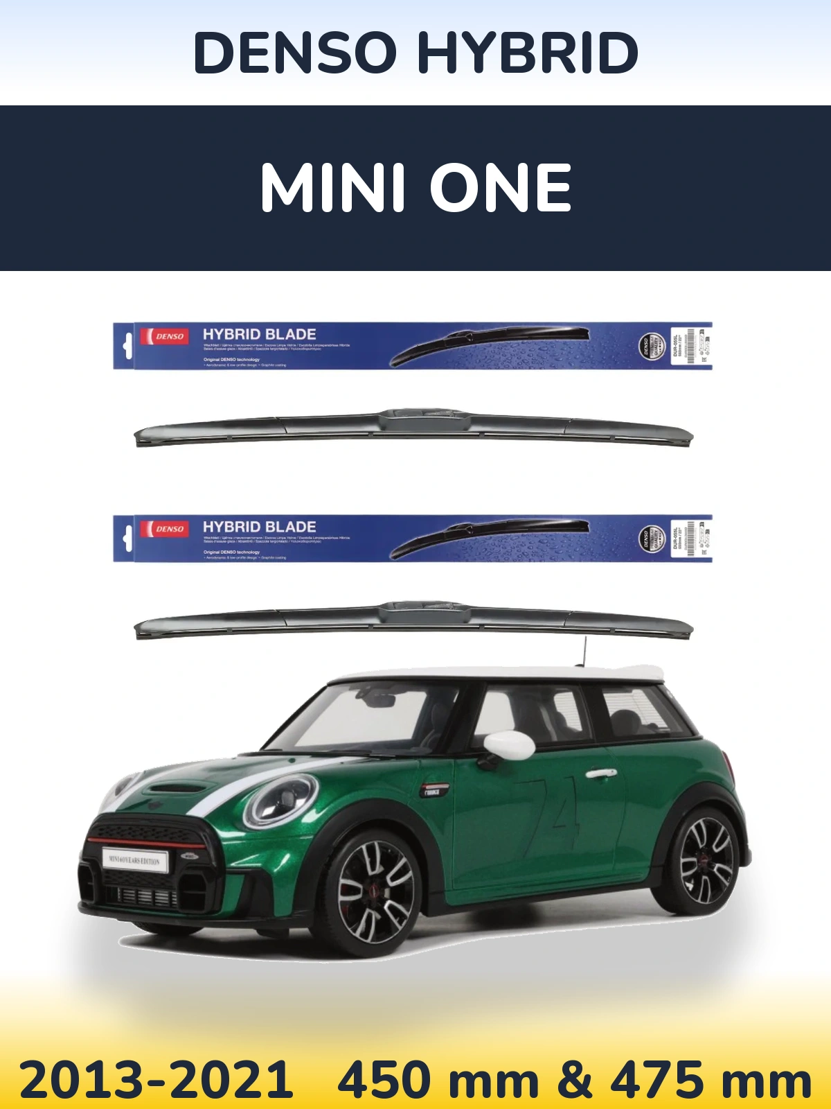 Komplet przednich wycieraczek Denso Hybrid 450 & 475 mm do MINI One 2013-2021