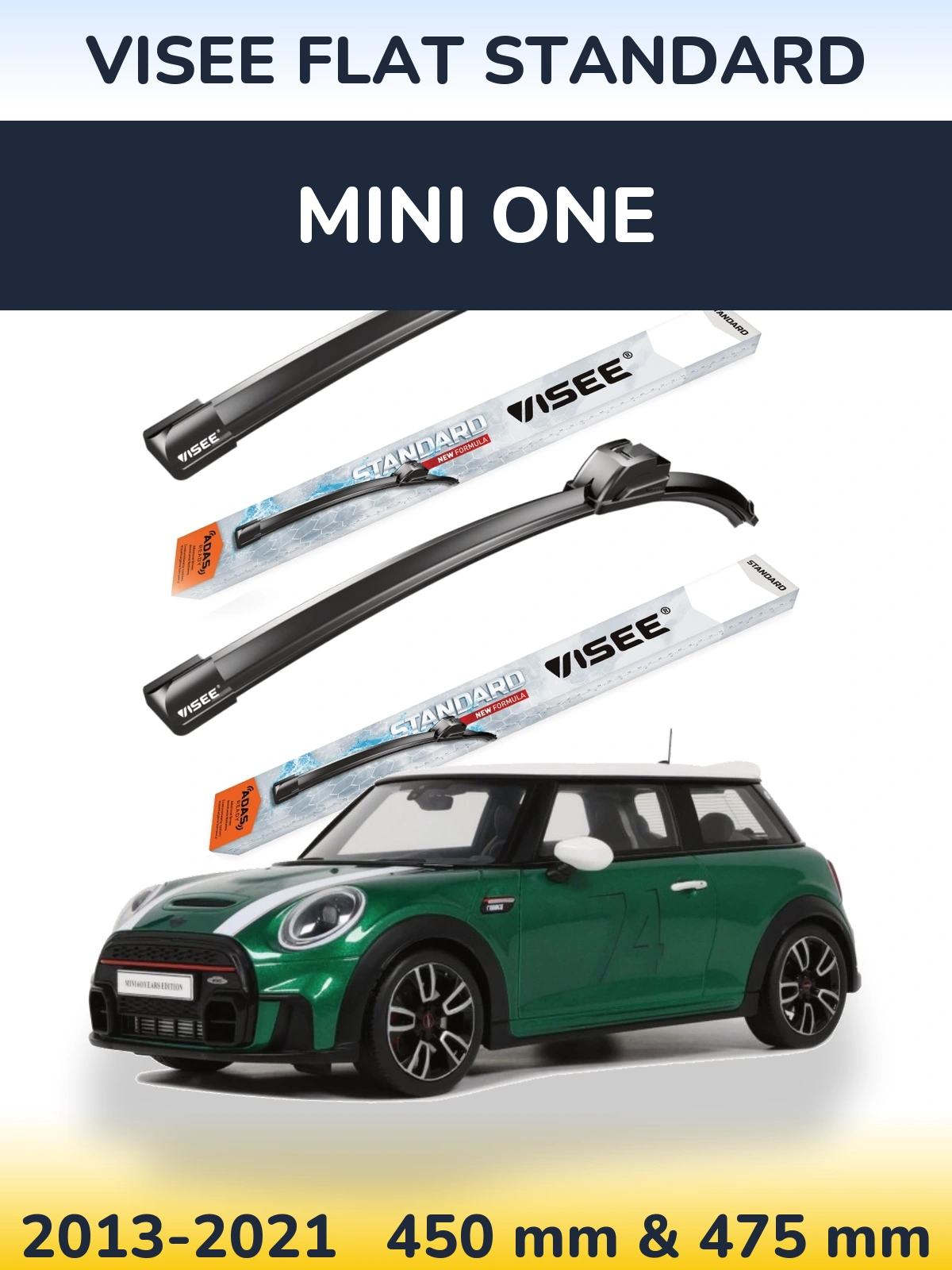 Komplet przednich wycieraczek VISEE FLAT STANDARD 450 & 475 mm do MINI One 2013-2021