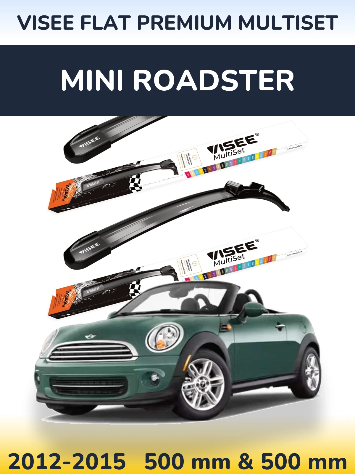 Komplet przednich wycieraczek VISEE FLAT PREMIUM MultiSet 500 & 500 mm do MINI Roadster 2012-2015